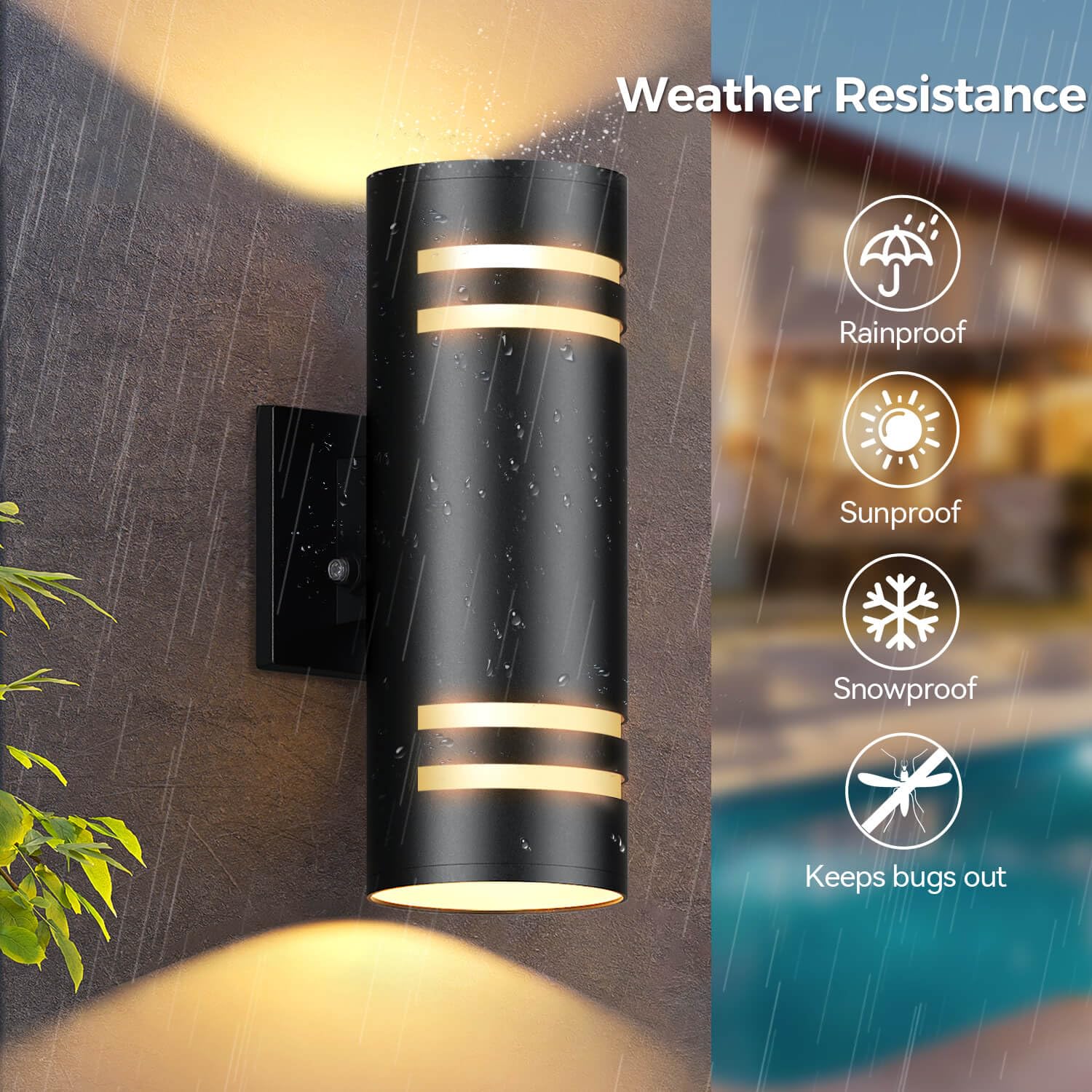 Kizon Outdoor Wall Lights With Dusk To Dawn Sensor, Etl Listed Cylinder Outdoor Light Fixture Wall Mount, Matte Black Porch Ligh