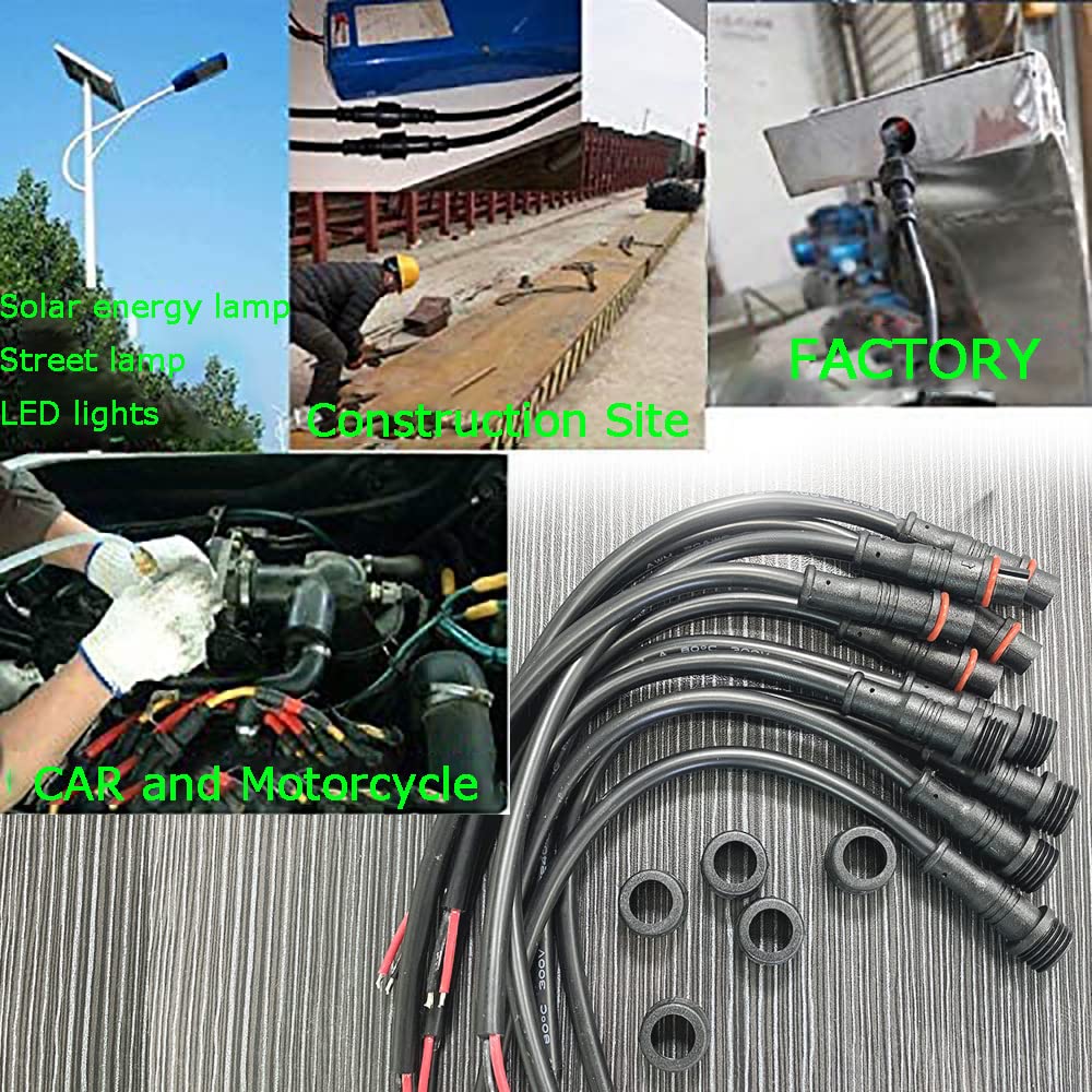 Dstfuy 2Pin Waterproof Connector,20Awg Ip68 2Pin Male Female Plug Led Connector,With 20Cm Extension Cable For Car,Indoor/Outdoor