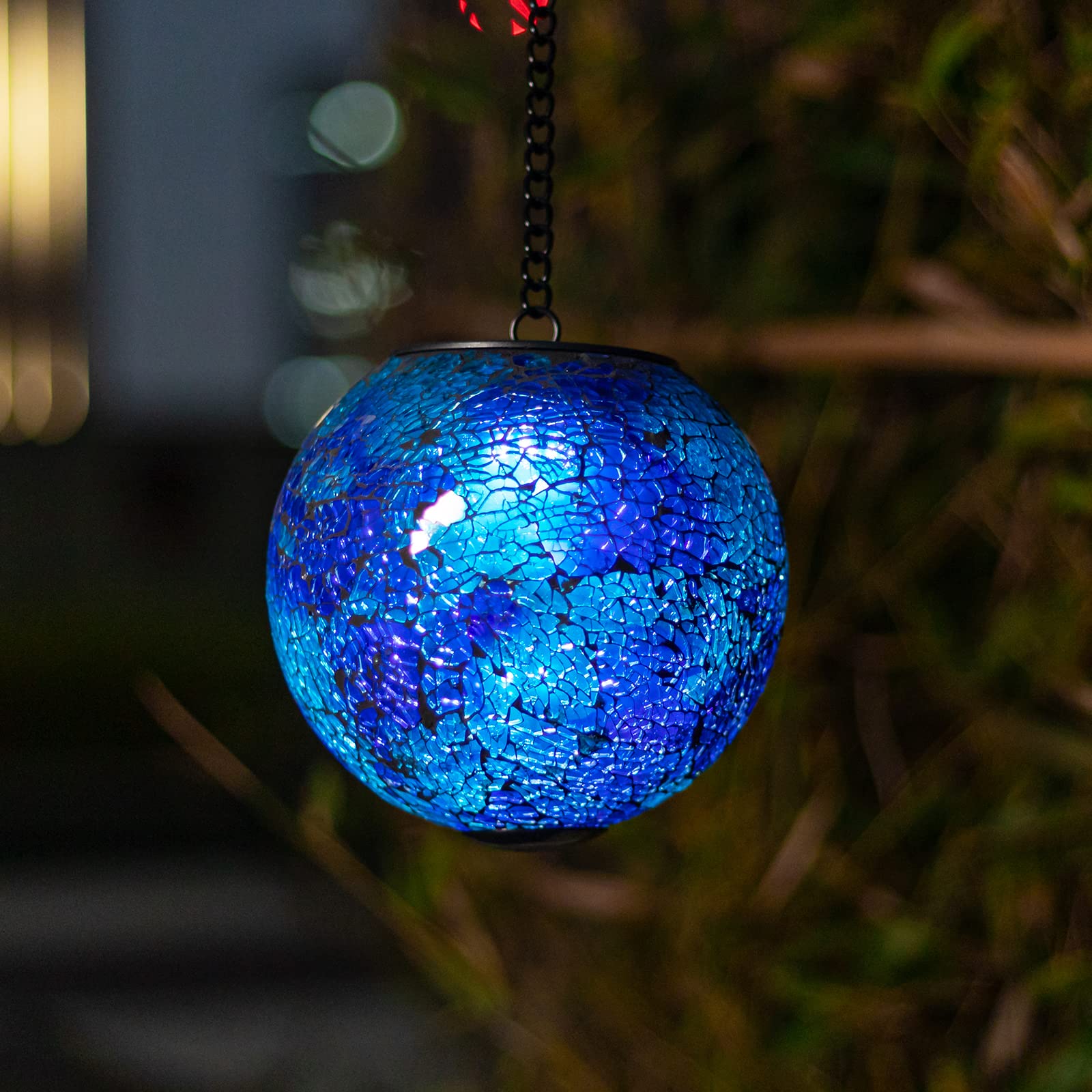 Vcuteka Solar Lanterns - Waterproof Hanging Led Mosaic Glass Lights For Patio & Garden Decor