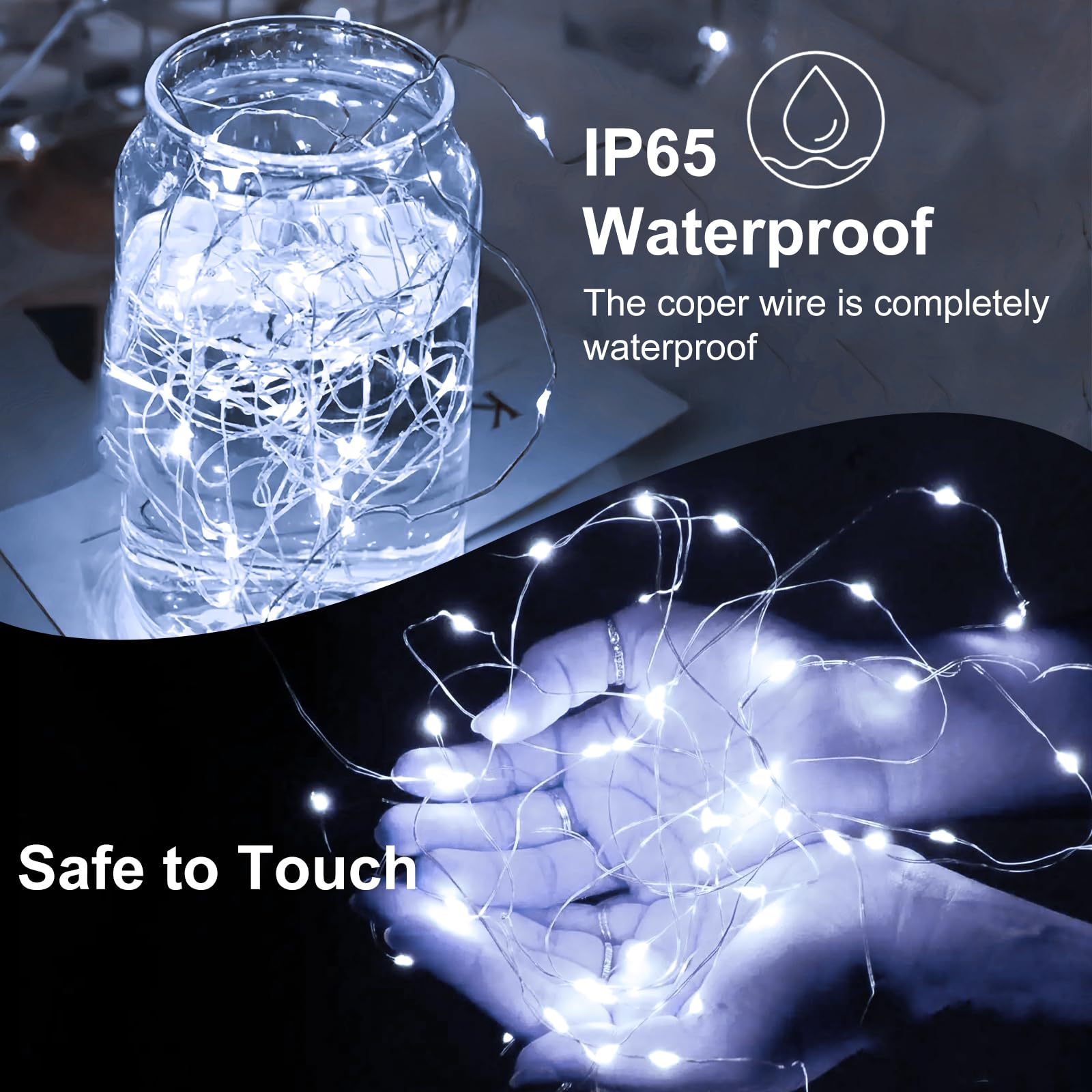 Yooumoga Fairy Lights, 7FT Waterproof Silver Wire String Lights, Battery Operated, 20LED, 24 Pack, White