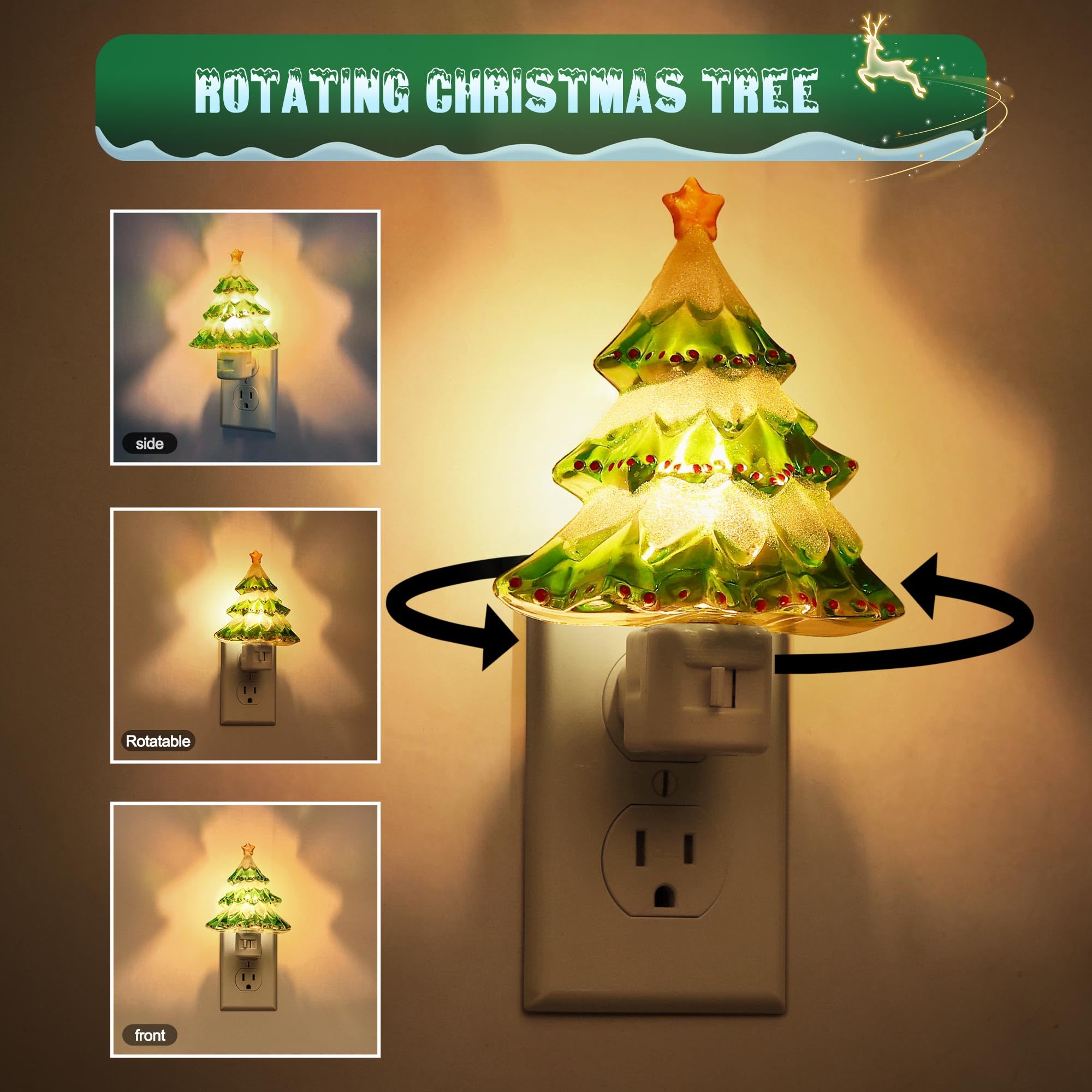 Jandcase Christmas Tree Night Light  2 Pack 3000K Night Lights Plug Into Wall Cute & Funny Christmas Night Light For Kids Plug In Vintage Decor Nightlight With 360?Rotatable For Home Party Decor