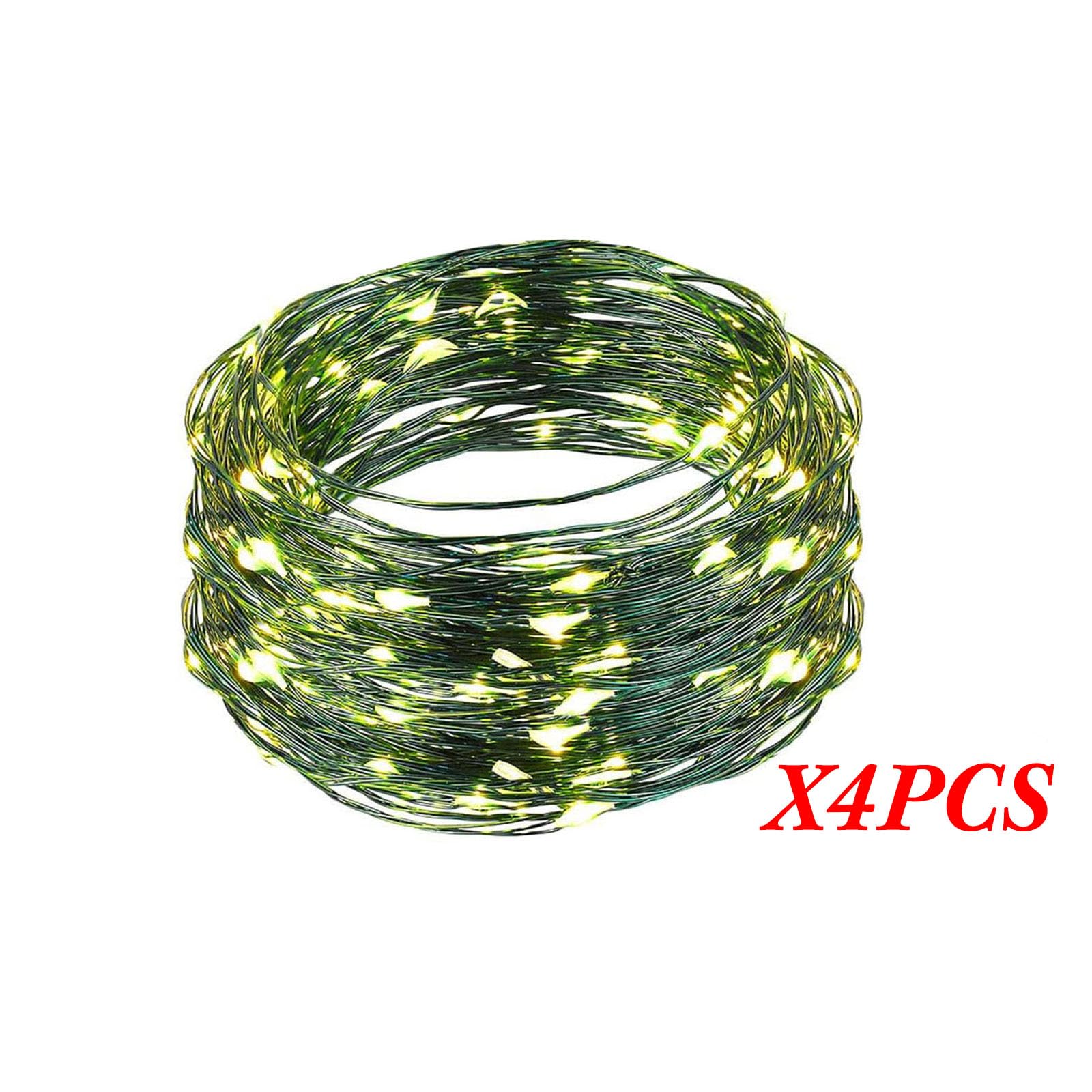 Remagr 4 Pack Christmas Fairy String Lights Outdoor Green String Lights 33 Ft/10 M 100 Warm White Wire 8 Modes For Christmas Gar