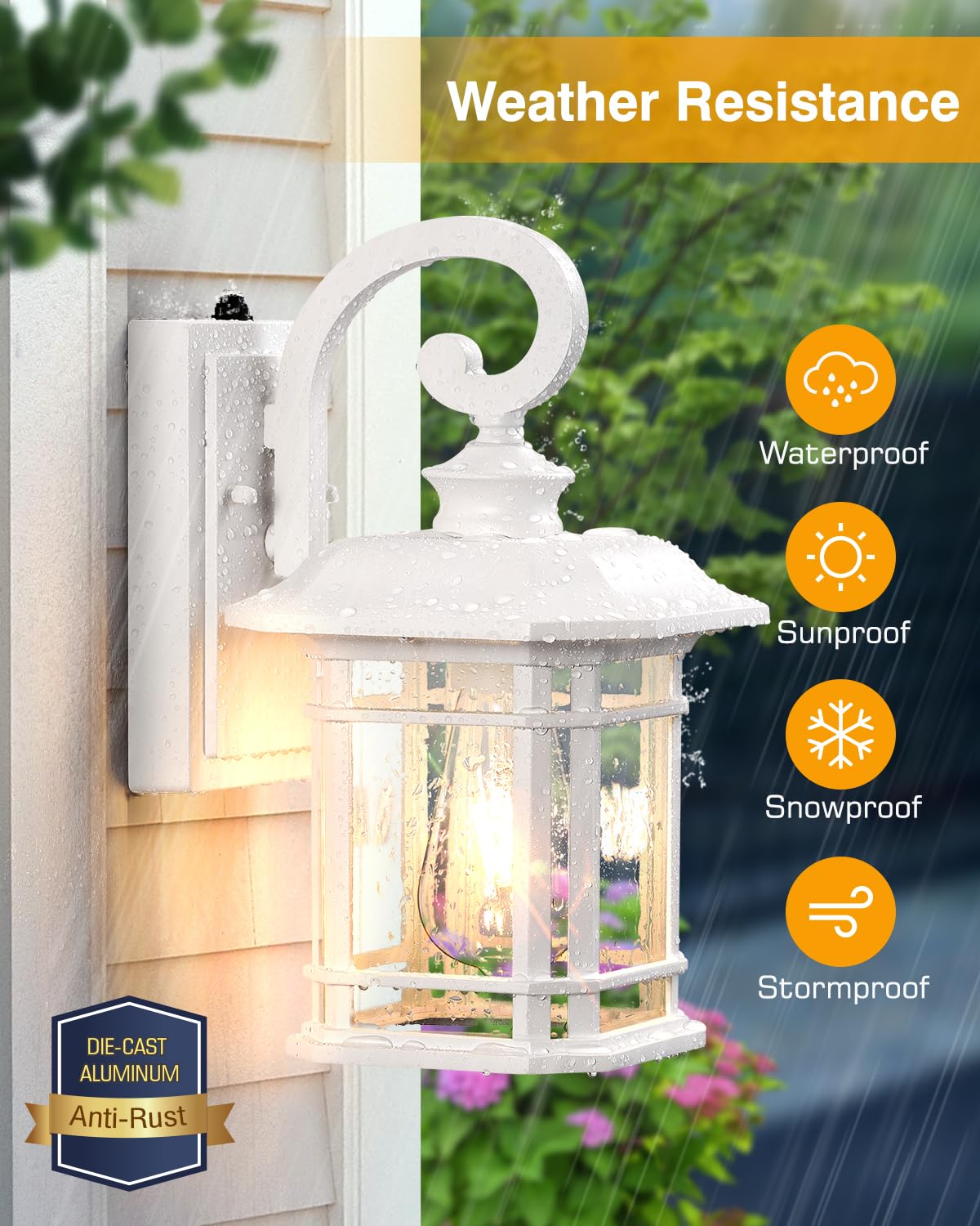 Vianis White Outdoor Wall Lights  Dusk To Dawn Outdoor Light Fixture  100% Aluminum Exterior Lighting Fixtures For House  Porch  Garden  Doorway  Waterproof