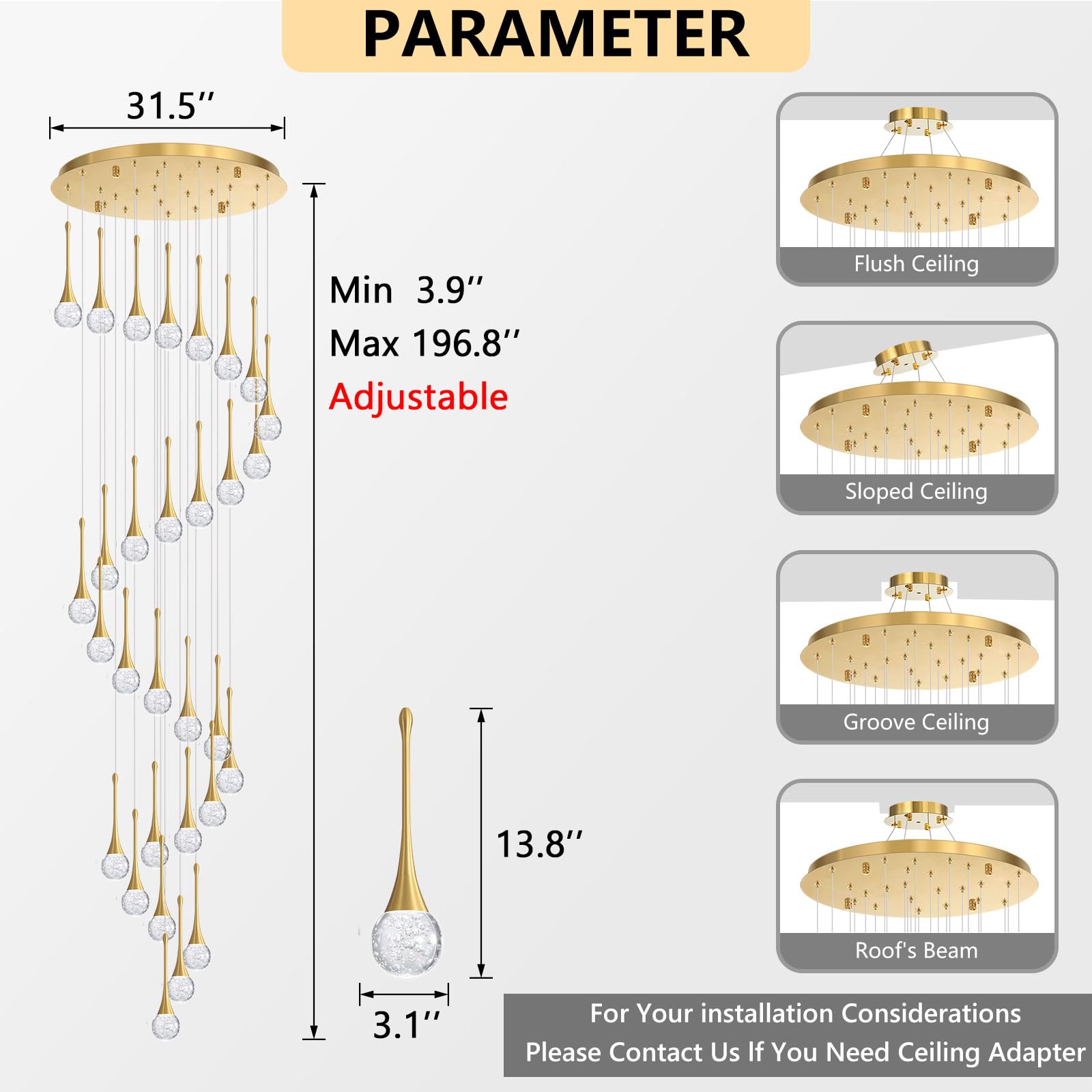 30 Light Modern Glam Crystal Chandelier For High Ceiling Led Dimmable Ceiling Pendant Light Staircase Foyer Enterway Living Room Chandelier Lighting Antique Gold