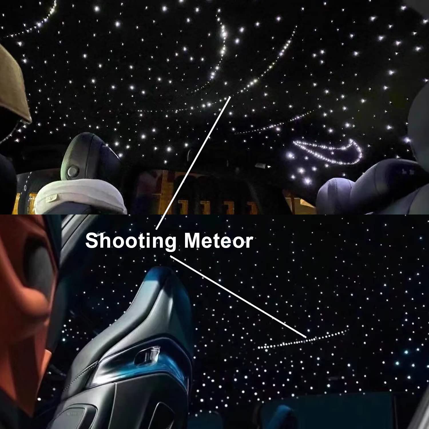 AMKI 108pcs Fiber Optic Lights Kit, 18LED Meteor Effect, 20 Modes, Bluetooth+RF Remote, 0.04in x 9.8ft, Multicolor,