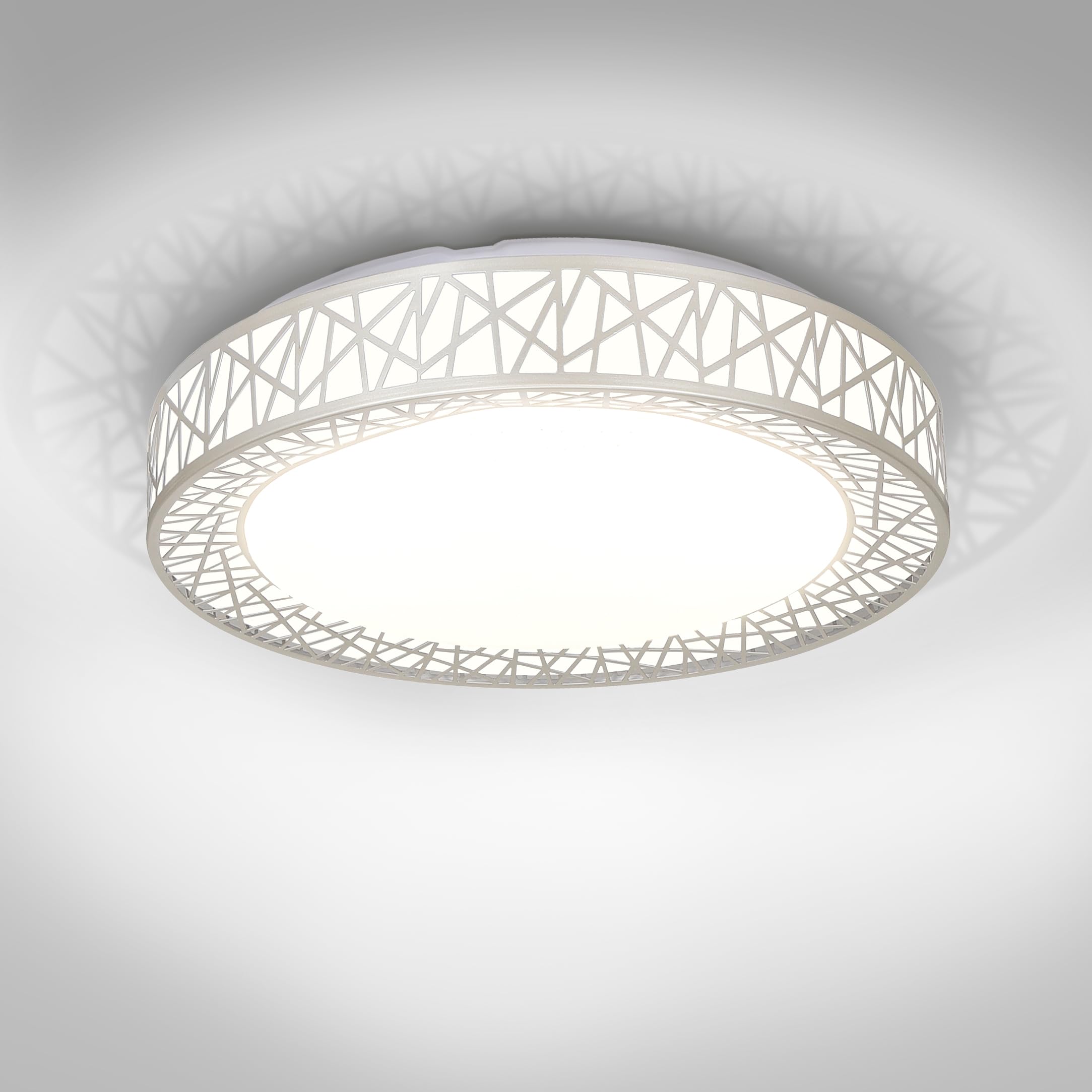 ASD 18 Inch LED Flush Mount Ceiling Light - Brushed Nickel, 35W, 1992LM, Dimmable, Iron Housing, Model A-LOFT-FM-18D