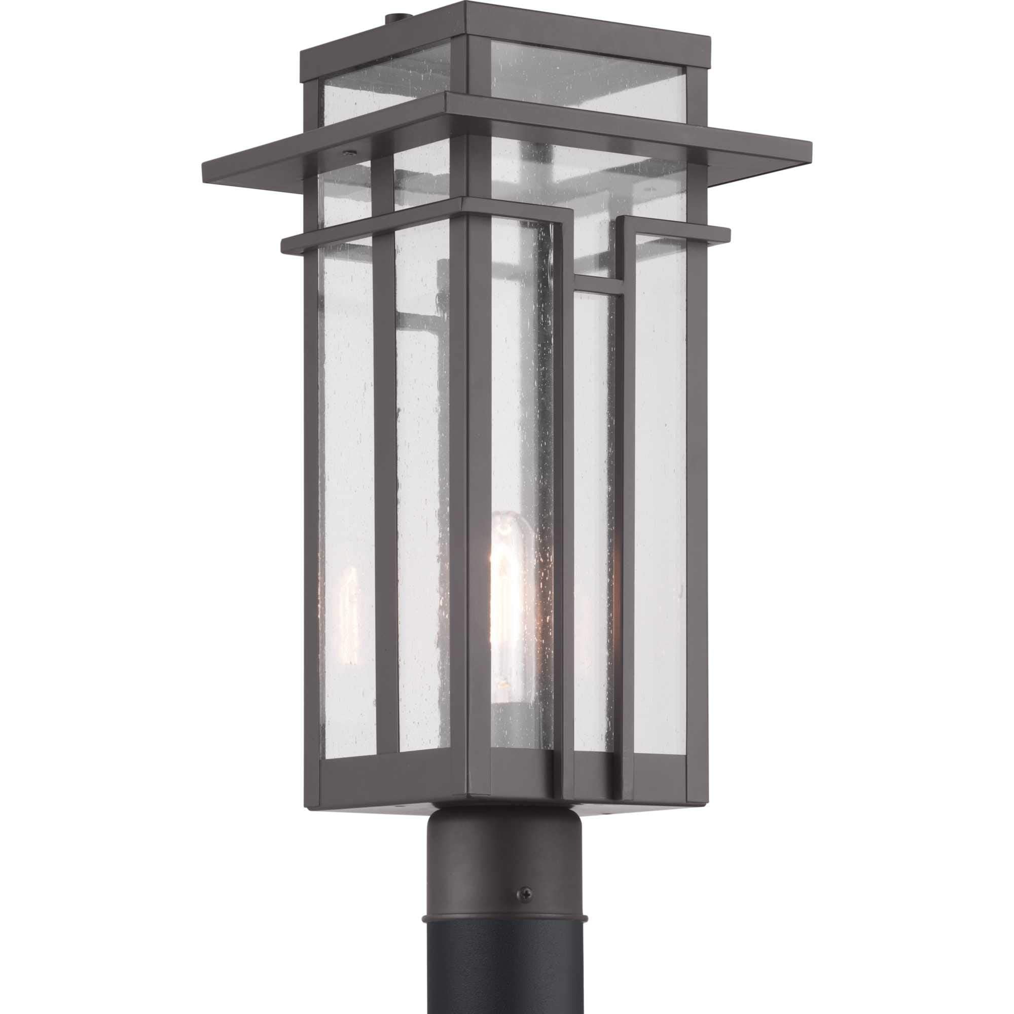 Progress Lighting Boxwood Outdoor Post Lantern Light, 1-Light, Antique Bronze, 18.25x9.00x9.00, Alloy Steel, Model P540010-020