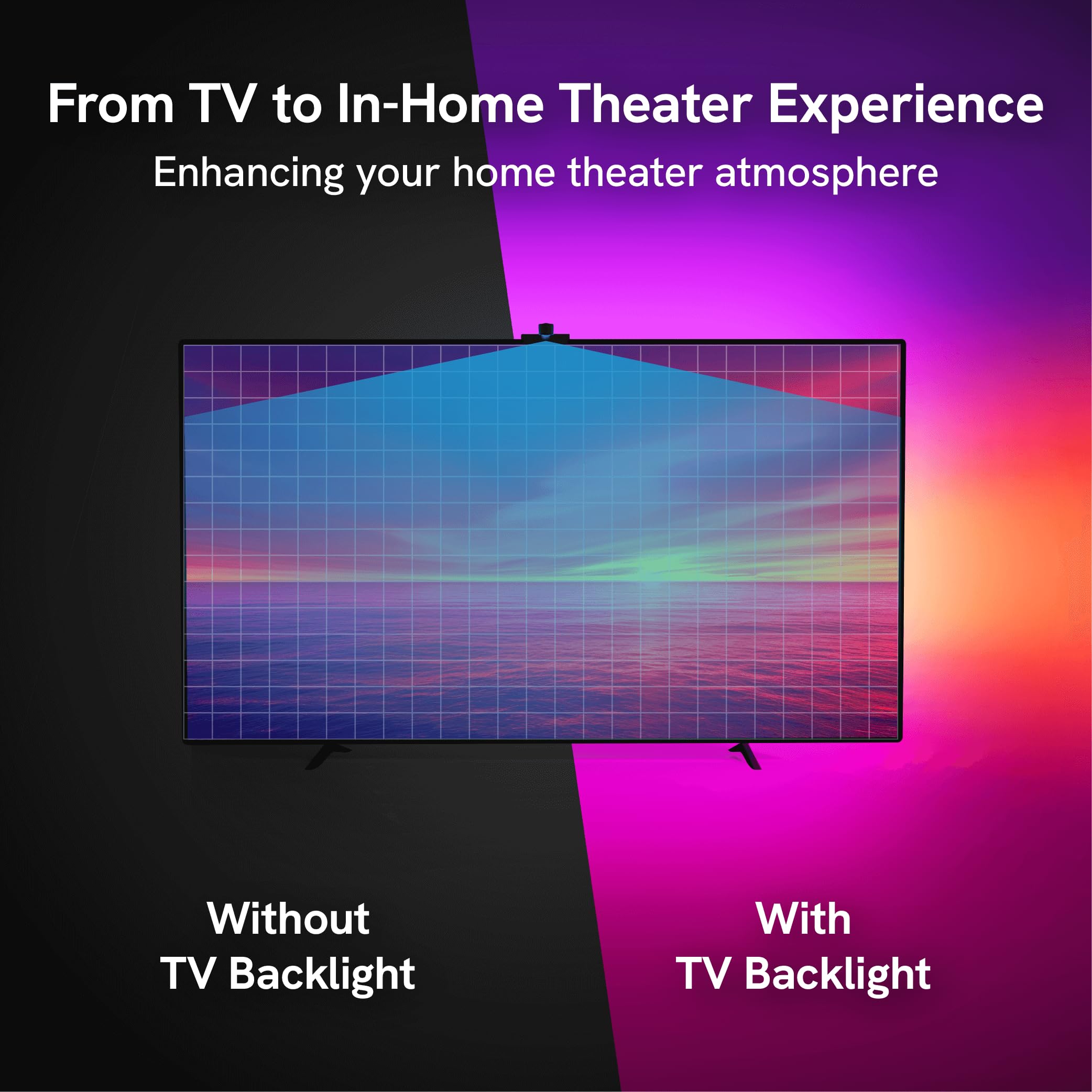 Aura TV Backlight for 70-85 inch TVs | Color-Sync Technology | Multi-Color LED RGBMC Lights | Wi-Fi | App Controlled | AI Sync S