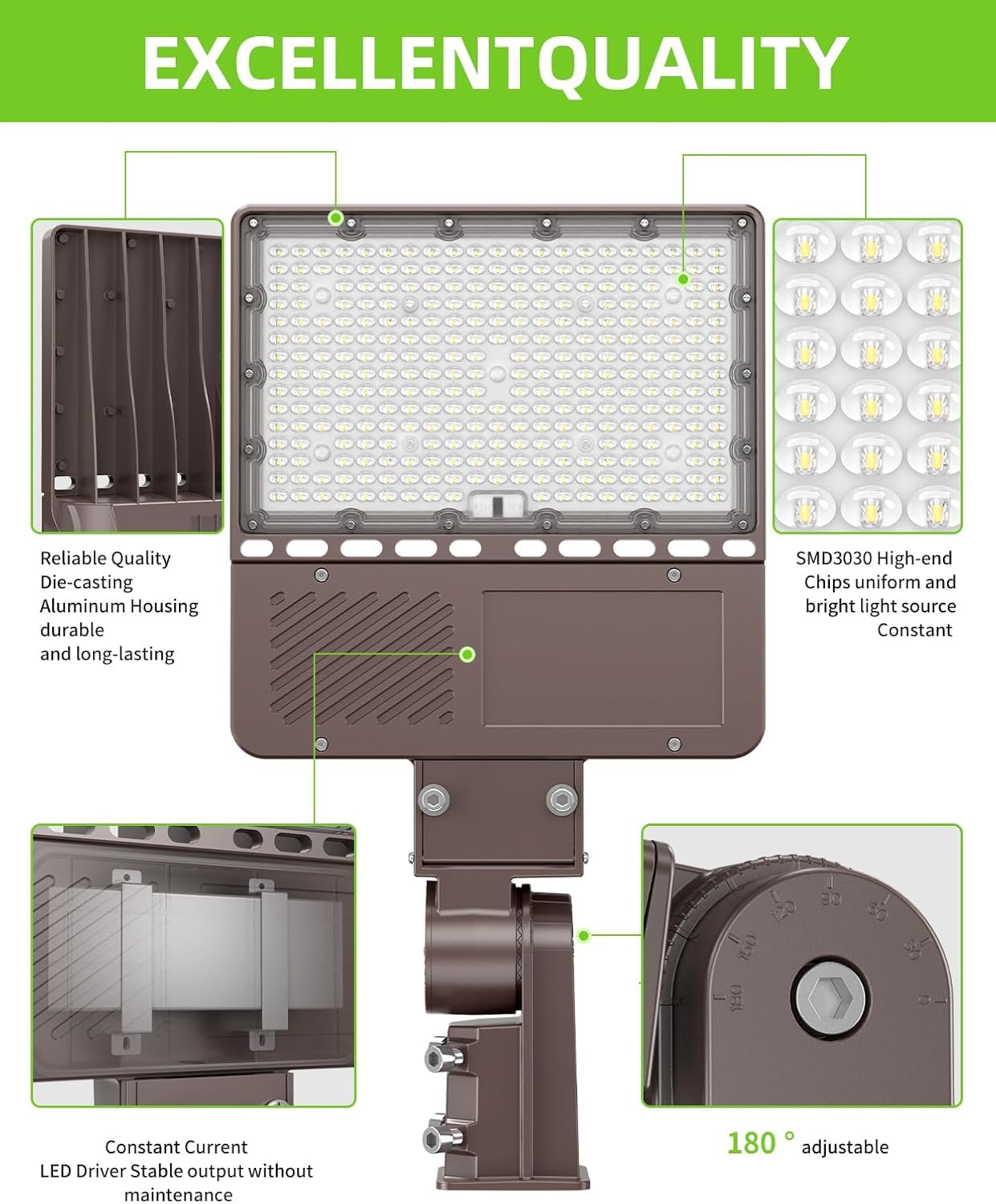 Openlux 9 Pack 480V Led Parking Lot Light Commercial Led Shoebox Pole Lights Flood Lights 5000K Ip65 Slip Fit Mount 9 Pack (9, 2