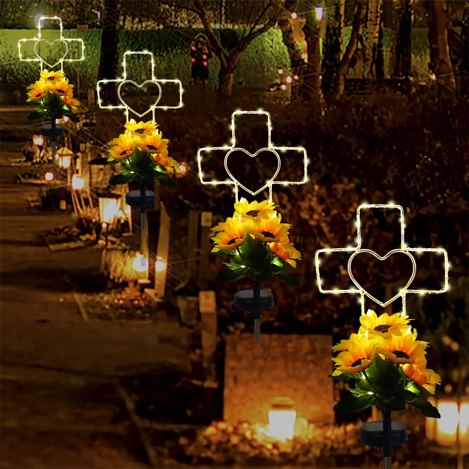 Lmtocs Solar Cross Cemetery Decorations For Grave, Memorial Sympathy Gift For Loss Of Loved One Mom Dad, Grave Decorations For B