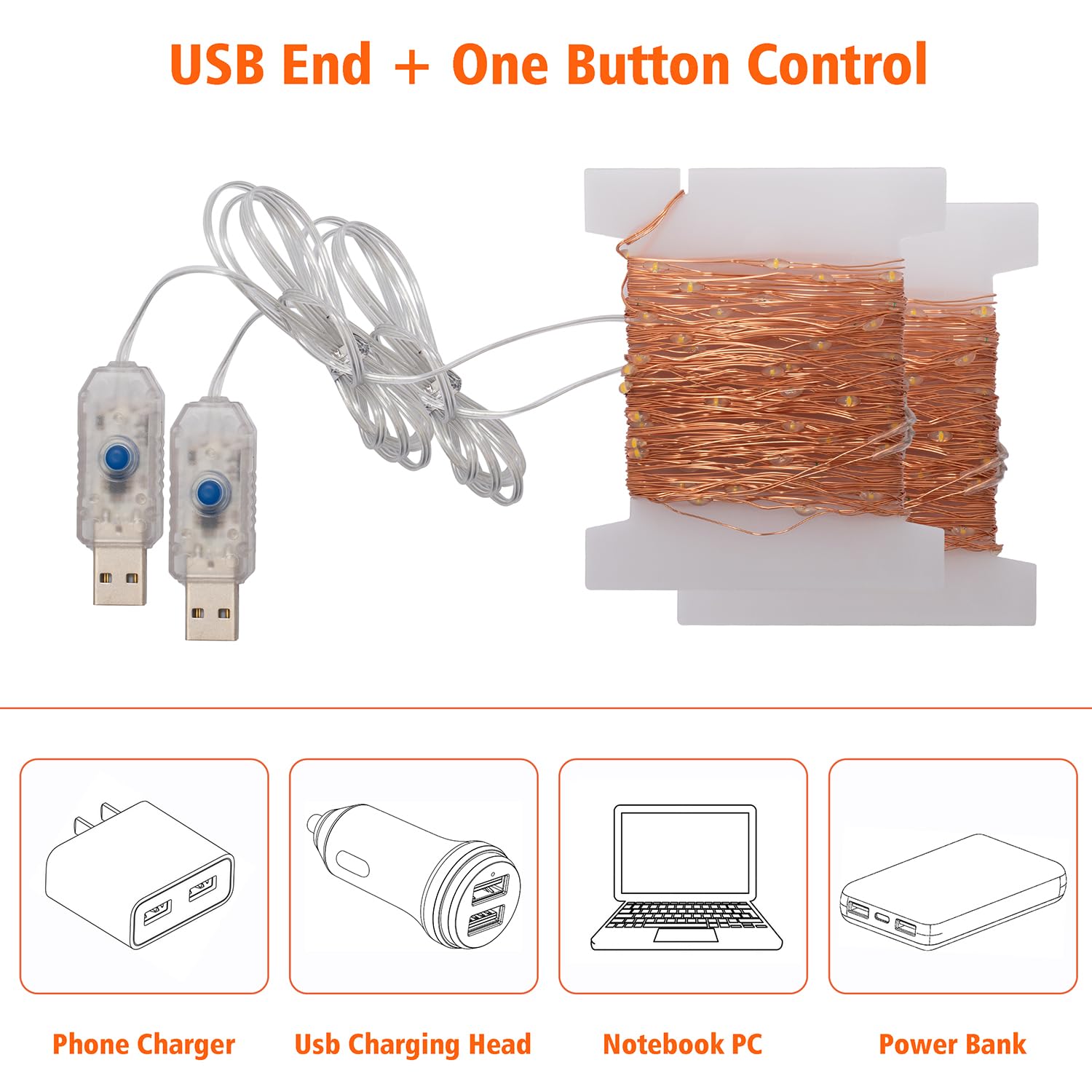 Beingreat 33ft USB Fairy Lights, 100 Mini LED Copper String Lights, Warm White, 8 Modes, 2 Pack for Bedroom, Wedding, Christmas, DIY Crafting