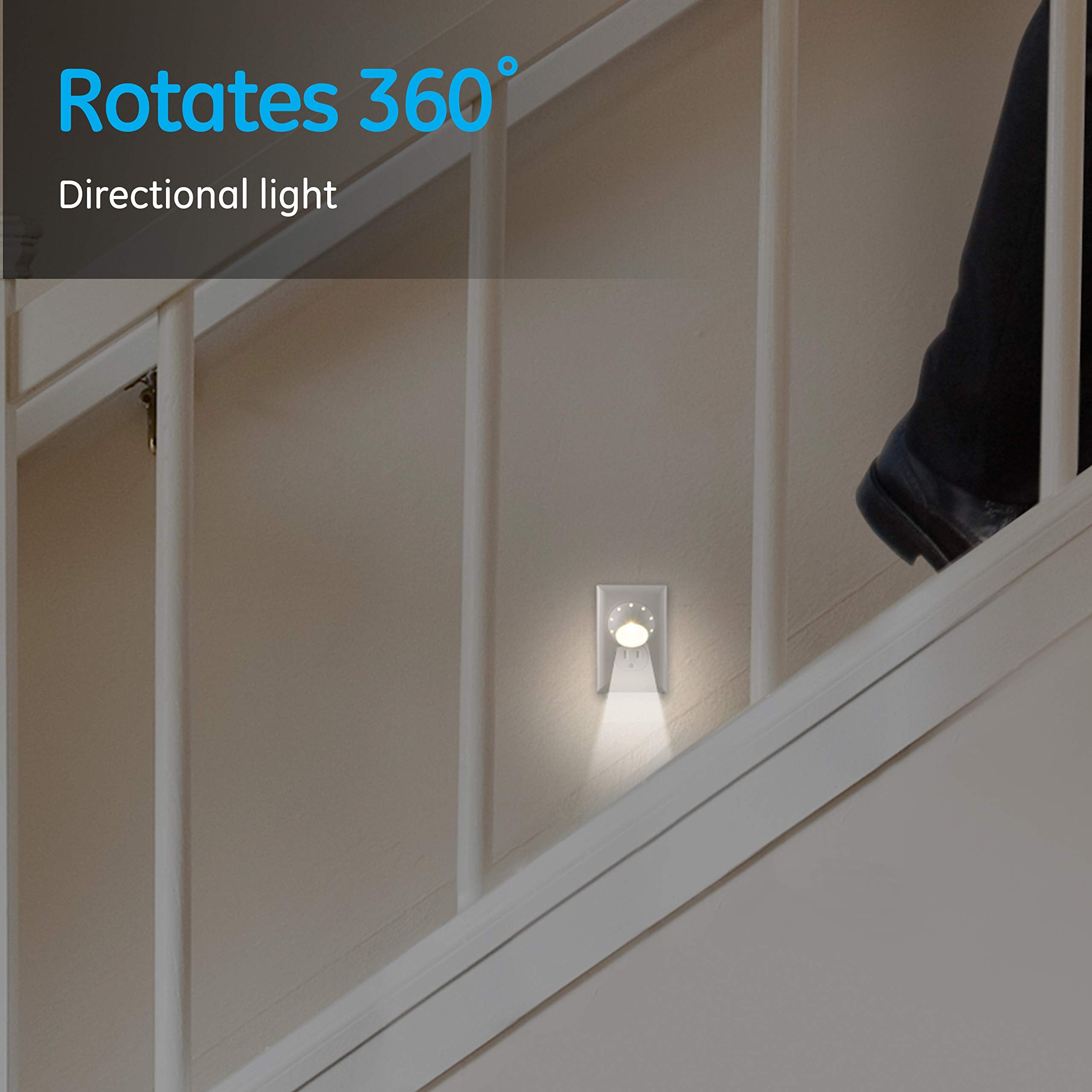 Ge Rotating Led Night Light, Plug-In, 360? Directional Spotlight, Dusk To Dawn Sensor, Ul-Certified, Energy Efficient, Ideal For