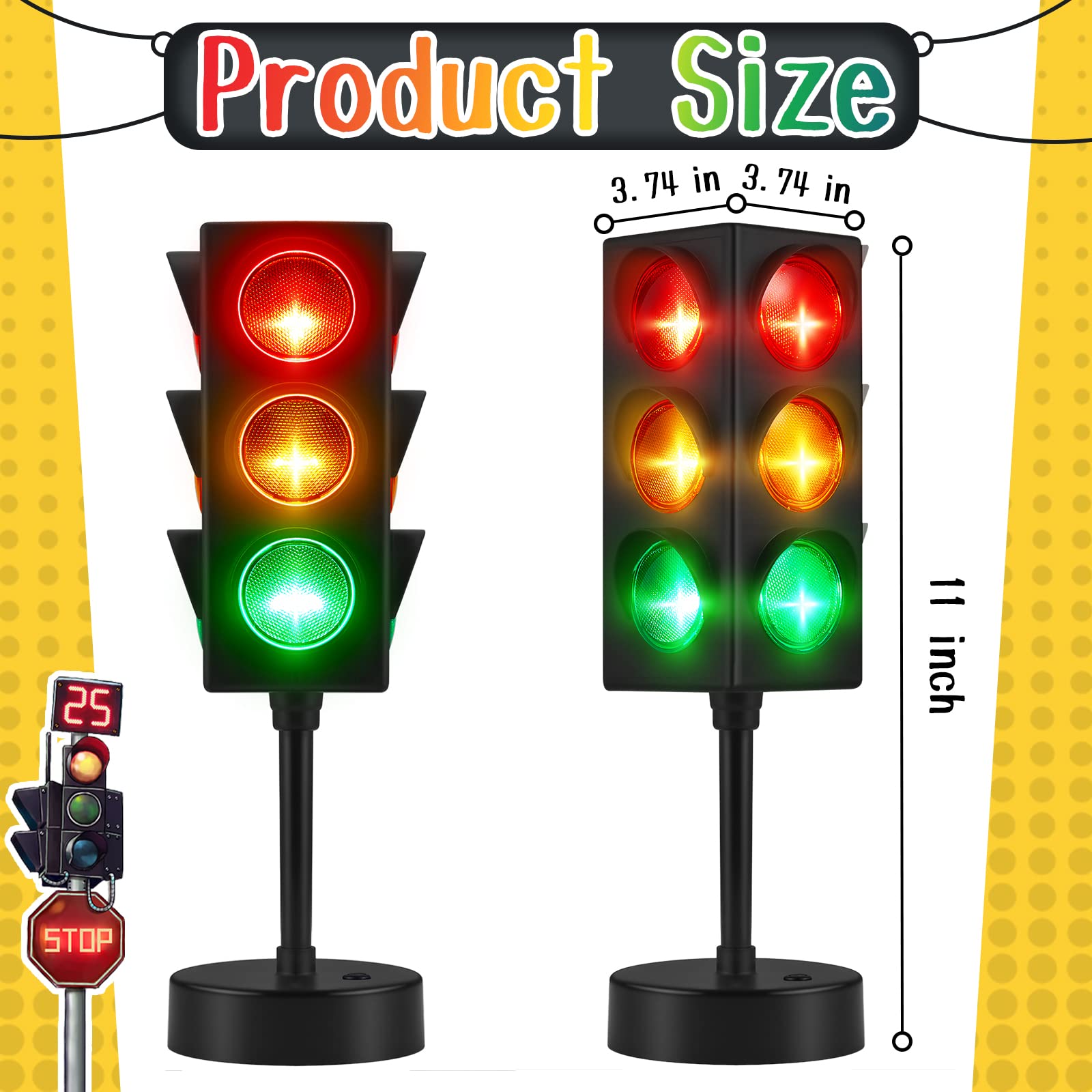 Traffic Light Lamp Color Change Mini Stop Light Lamp 11 Inch Stop Sign Room Decor Usb Traffic Light Cool Decorative Traffic Light Desk Lamp For Boys Girls Kids Room Party Decorations (2 Pcs)