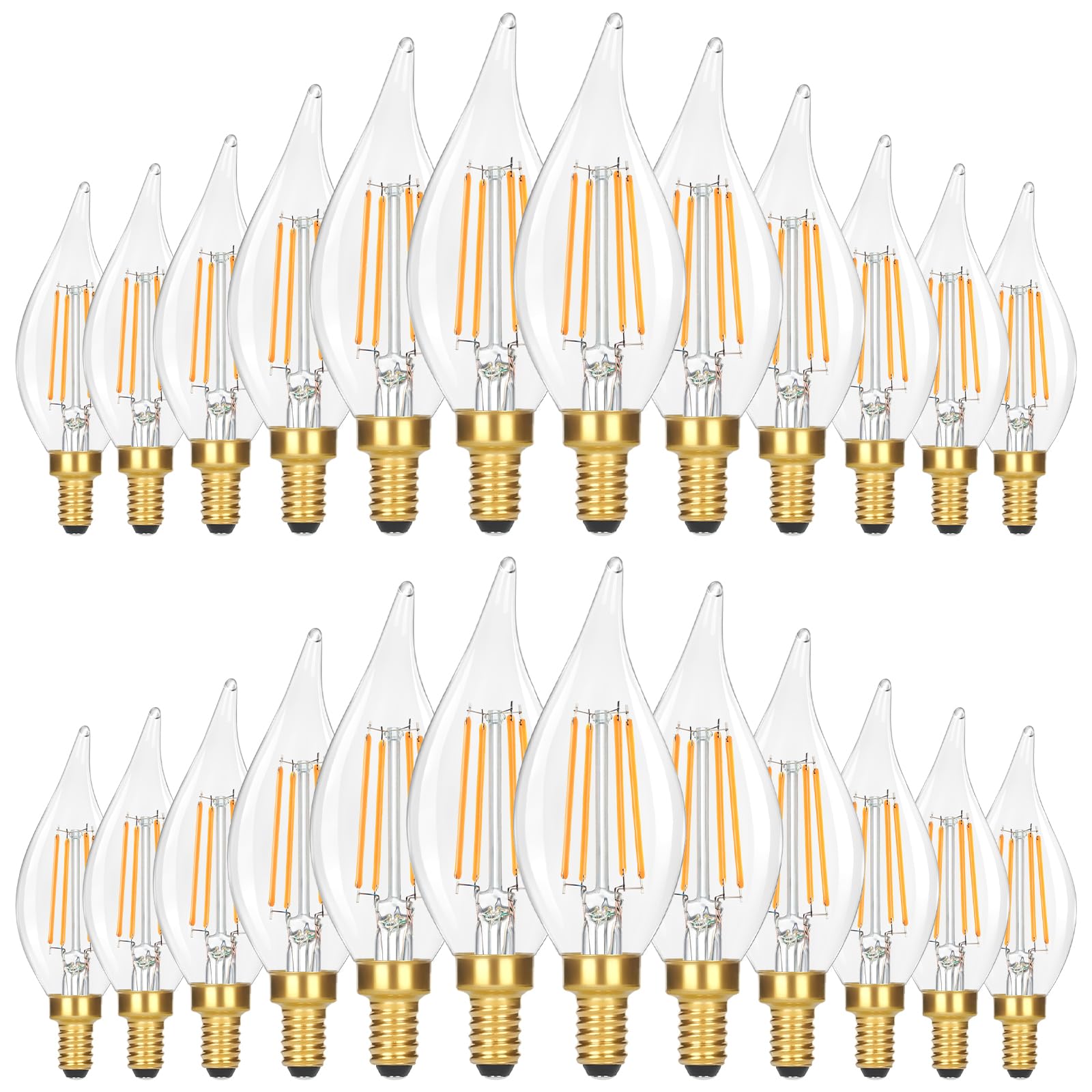 GoBright Dimmable LED Candelabra Bulbs 40W Equivalent, 24-Pack 2700K Soft Warm White E12 Chandelier Light Bulb, Vintage 4W 460LM CA10 Candle Light Bulbs for Chandeliers, Ceiling Fan, Pendant
