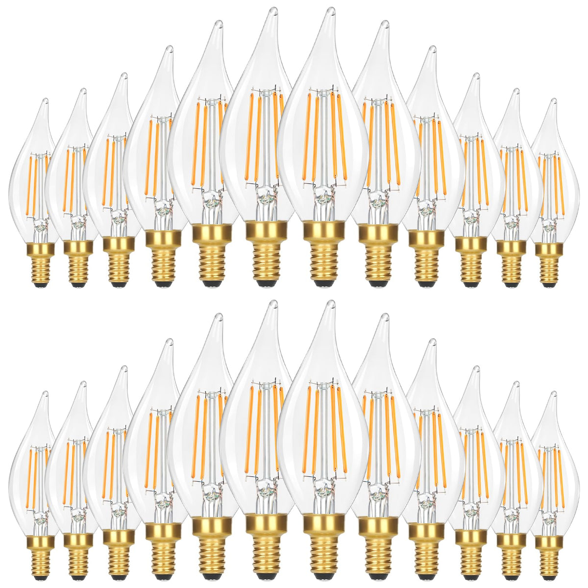 GoBright Dimmable LED Candelabra Bulbs 40W Equivalent, 24-Pack 2700K Soft Warm White E12 Chandelier Light Bulb, Vintage 4W 460LM CA10 Candle Light Bulbs for Chandeliers, Ceiling Fan, Pendant