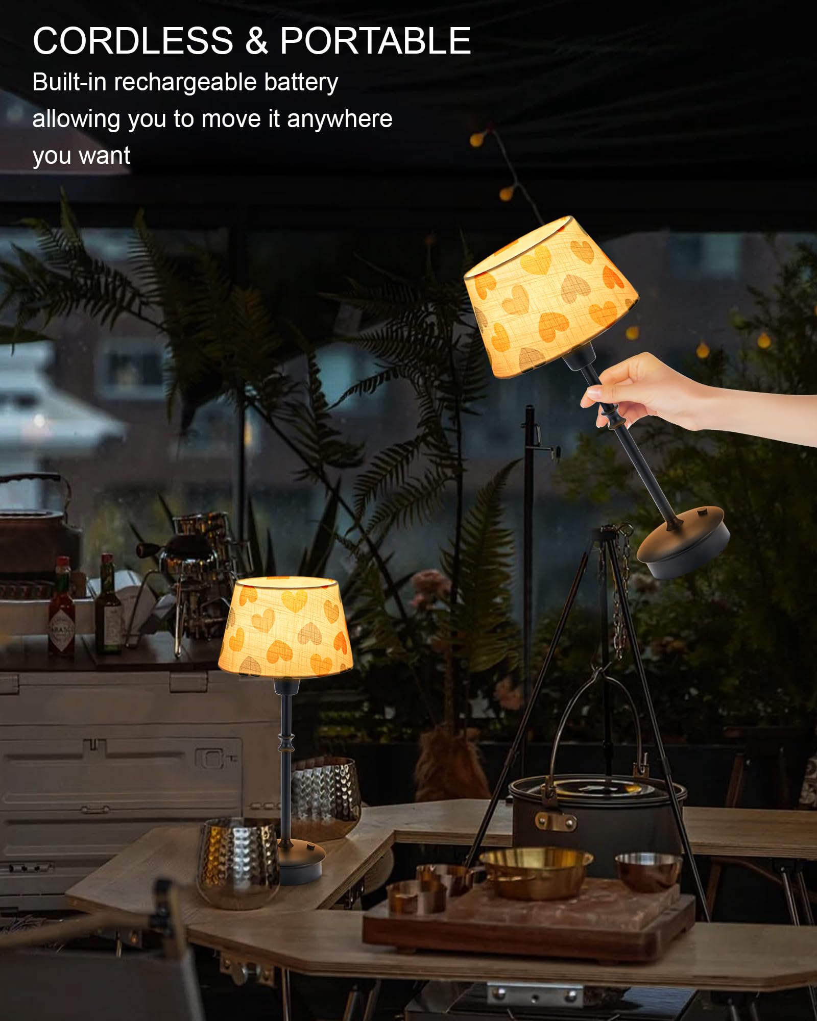 Depecal Cordless Table Lamp With Dimmer, 5200Mah Rechargeable Battery Powered Lamp, 13'' Small Touch Bedside Night Lights, Warm