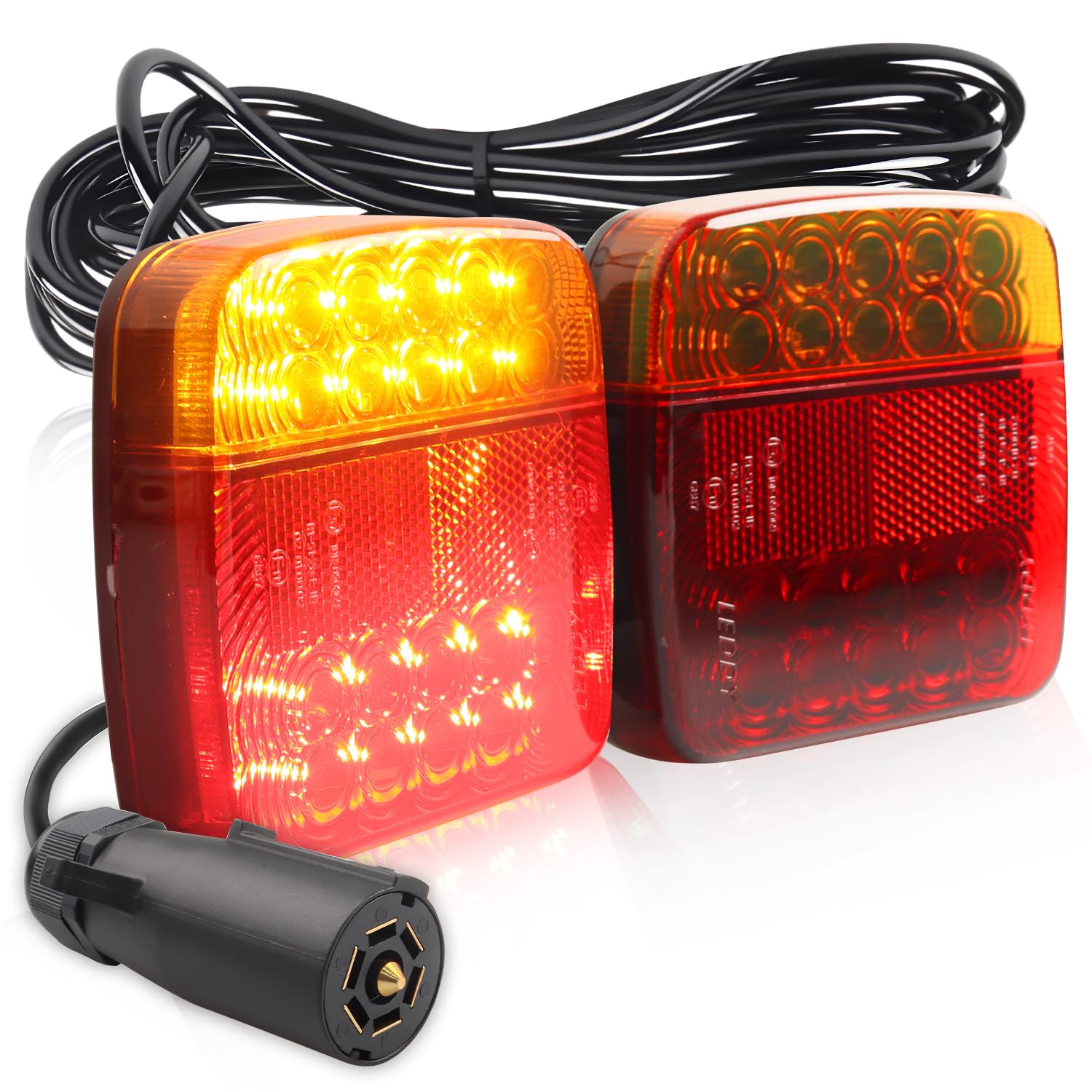 DYNVEX Magnetic LED Trailer Towing Light Kit  24ft Cable with 7 Pin Plug  [4 Excellent Lighting Modes] LED Trailer Lights  IP67 Waterproof Tail Tow Lights Kit for US RV  Camper  Boat  Caravan