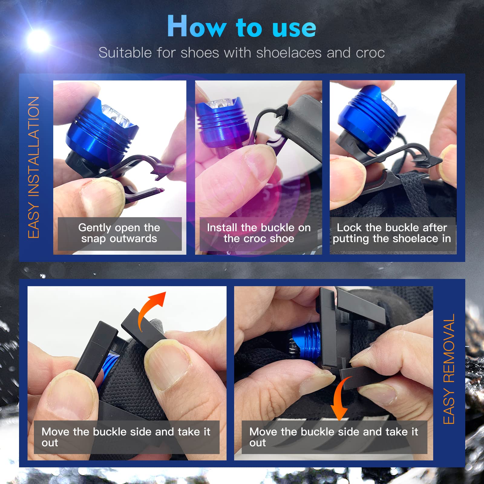 Vartiey Waterproof Shoe Lights for Runners, IPX5, 2 Pcs Headlights, Blue, Suitable for mature-themeds and Kids