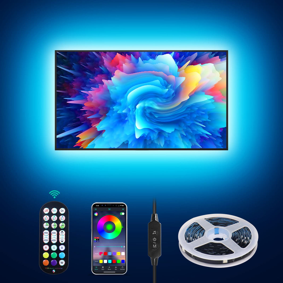 Daymeet Tv Led Lights, Led Lights For Tv Led Backlight, 13.1Ft Tv Led Light Strip For 45-60 Inch Tv Behind Lighting, Rgb Led Tv