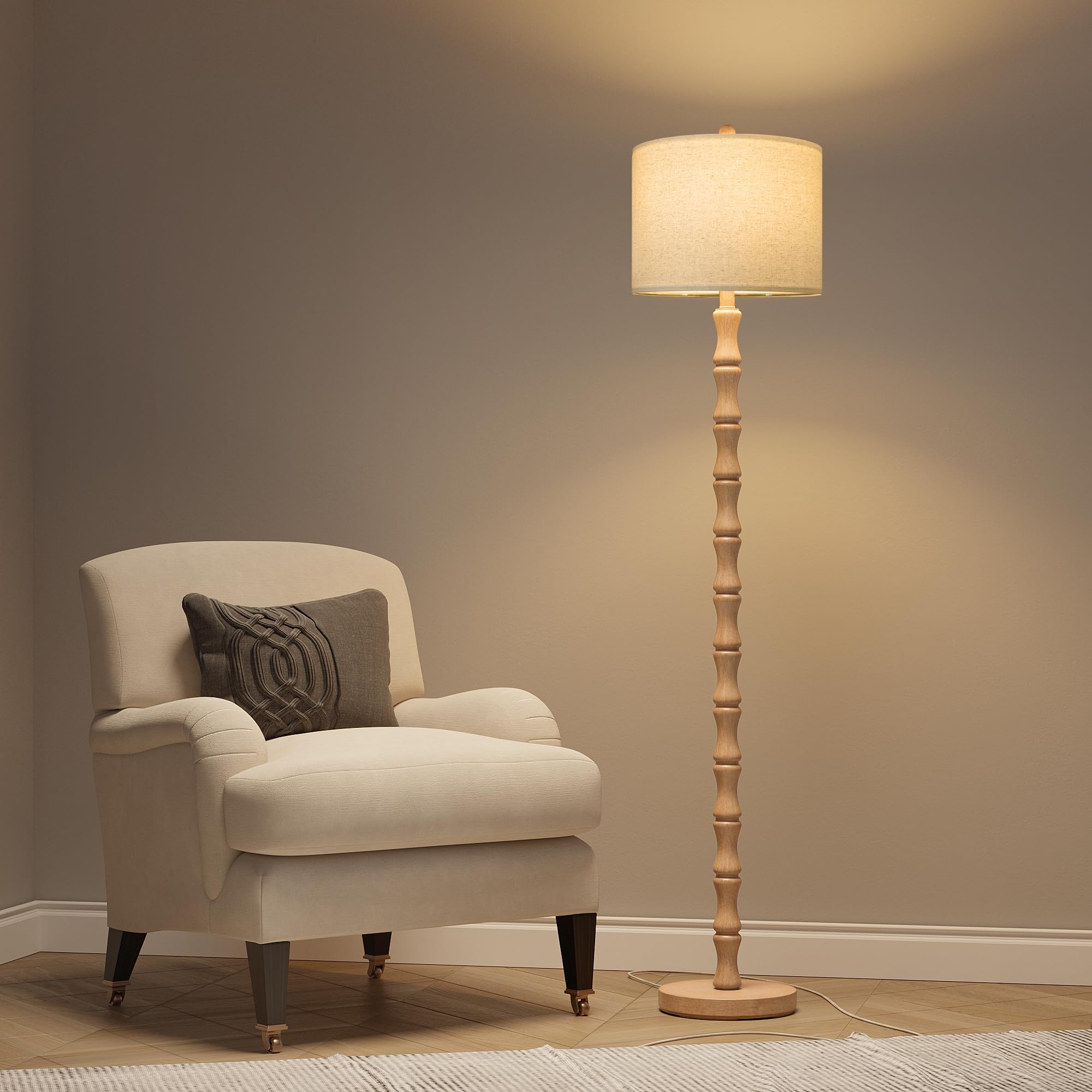 BOBOMOMO 62'' Farmhouse Floor Lamp for Living Room, Retro Corner Floor Lamp Rotary Switch, Rustic Living Room Floor Lamp, Vintag