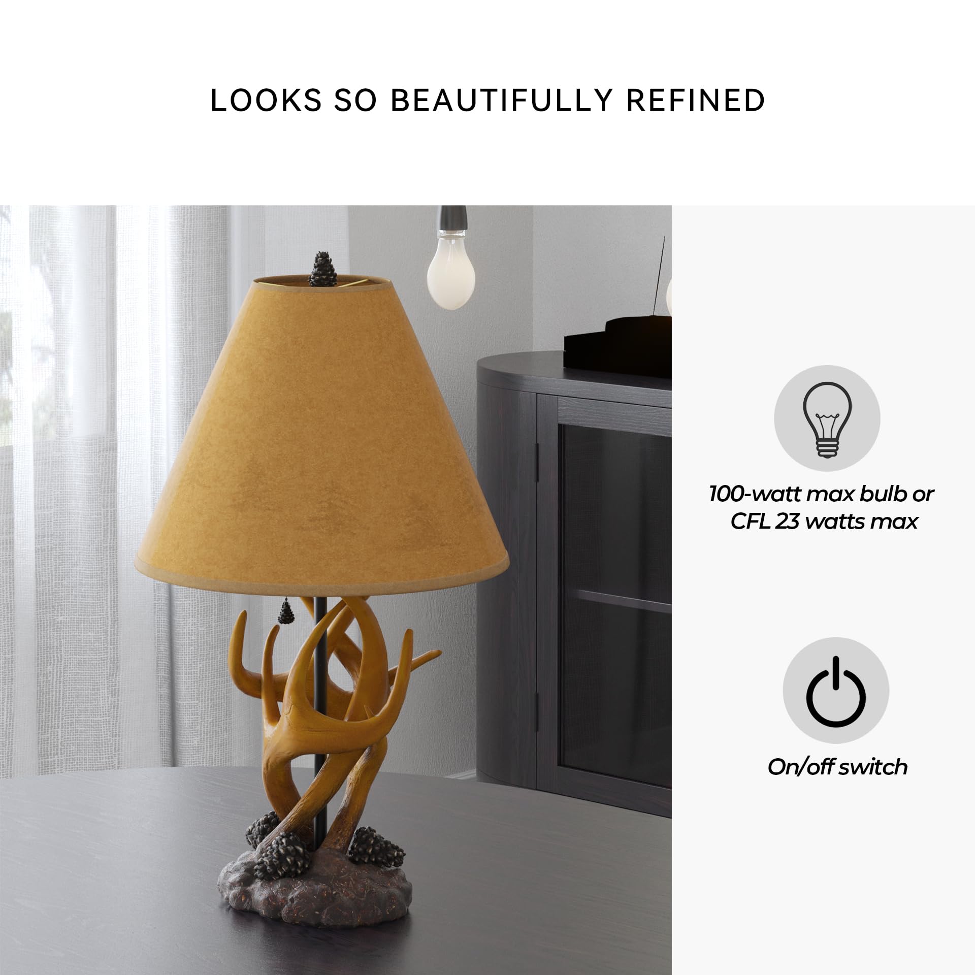 Signature Design by Ashley Rustic Cabin Antler Lamp Set, 2 Count, Brown, 18"W x 12"D x 26.25"H, Wood/Metal/Plastic, Model L316984