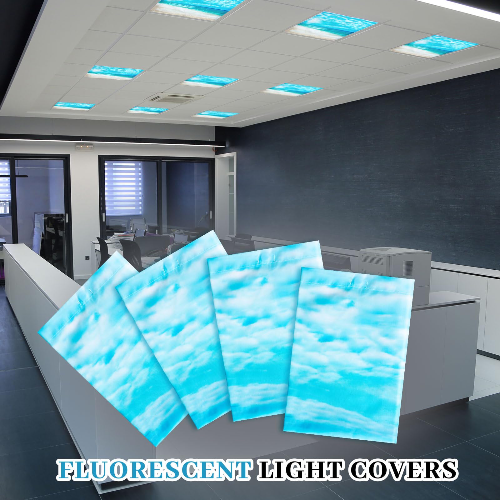 VIHOSE 2x2 Feet Fluorescent Light Covers, Wave Color, PVC Material, Magnetic Filters for Classroom & Office, Reduces Glare & Flicker