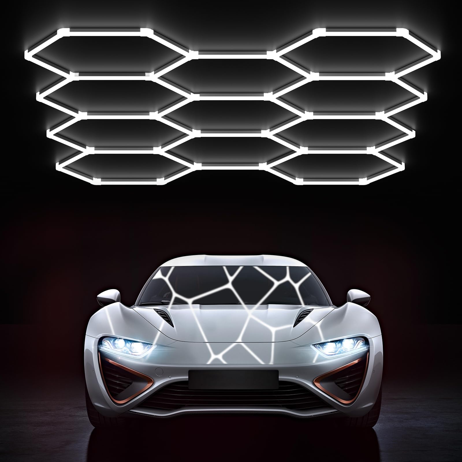 HYPERLITE Gen 2 Hexagon LED Lights: 322W 32200LM 11 Grids DIY Hexagon Led Lights, 6500K Ultra Bright, Easy Install, Durable Desi