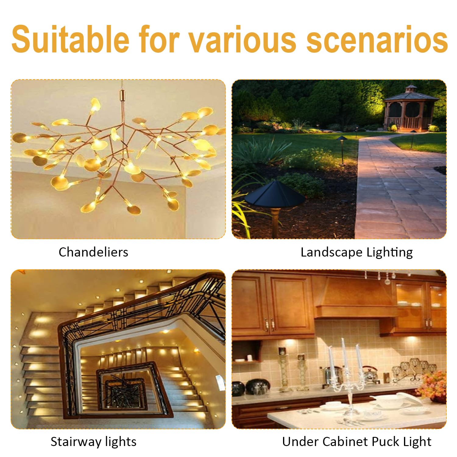 G4 Halogen Light Bulbs 20W 12V Clear Capsule Halogen Light Bulb 2 Pin Warm White 2700K Dimmable, Bi-Pin G4 Base For Landscape Li