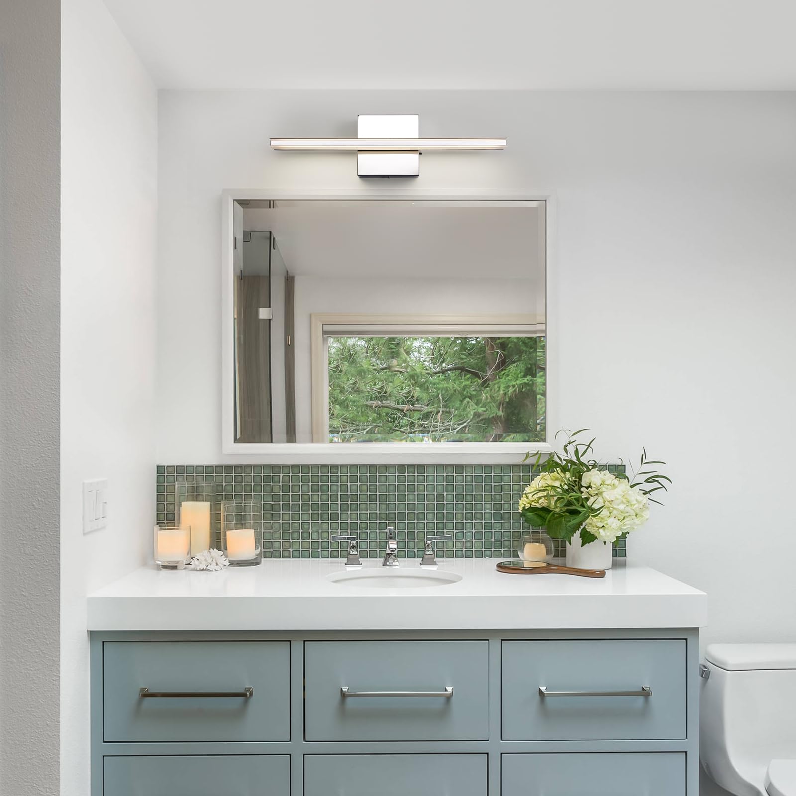 BRIVOLART Modern Bathroom Vanity Light 15.7in 12W Dimmable Chrome LED Fixture Model 6420