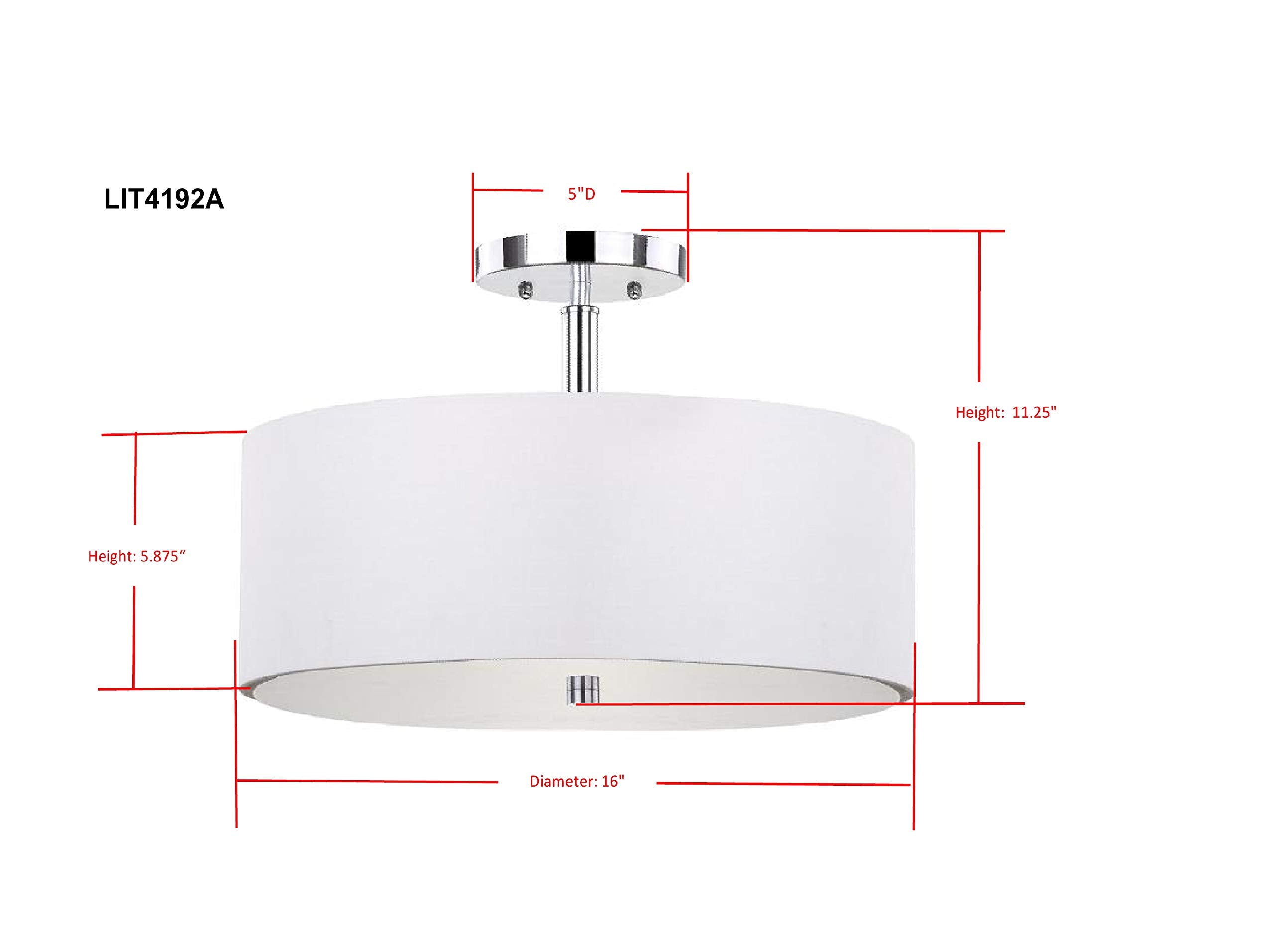 Safavieh Lighting Collection Clara Chrome 16-Inch Diameter Semi Flush Mount Ceiling Light Fixture (Led Bulbs Included)