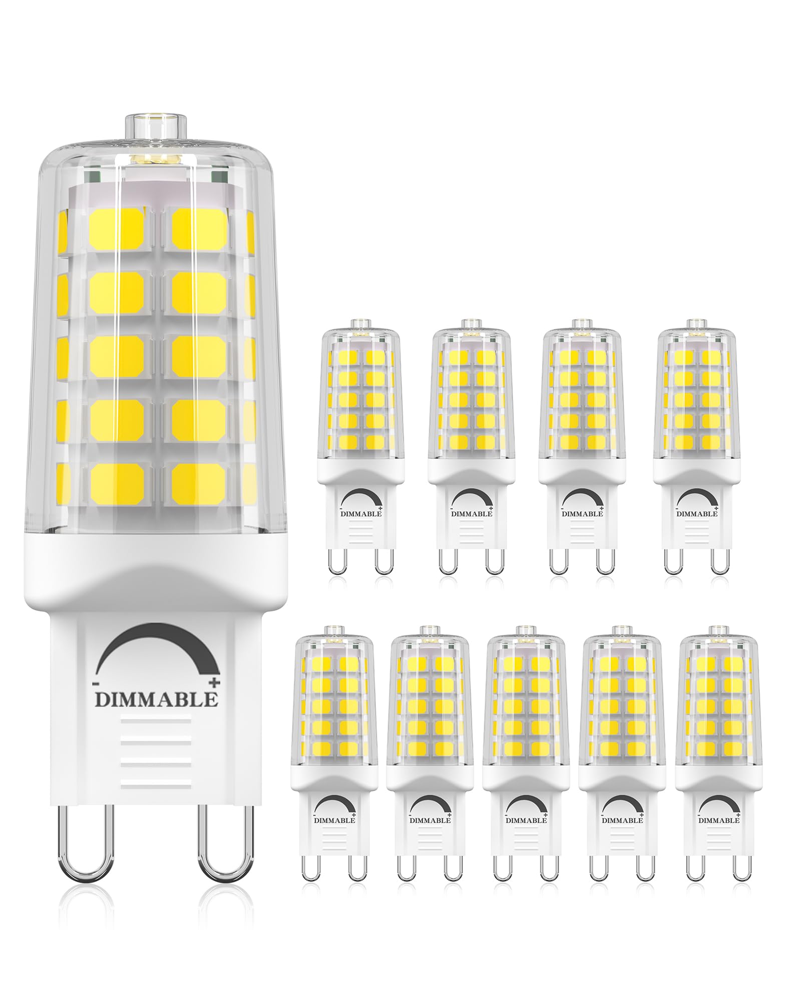 Gohdlamp 10 Pack G9 Led Bulbs Dimmable 5000K, 40W Equivalent T4 Chandelier Lights, 4W 5000K Daylight White 450Lm, Bi-Pin G9 Base