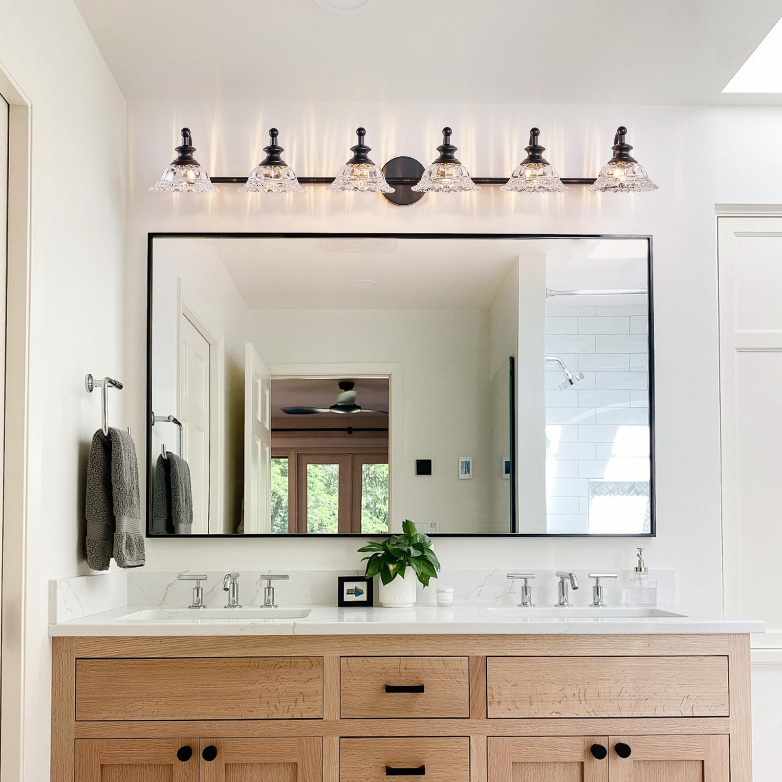 Xiedun 45'' Bathroom Light 6 Light Black Vanity Light Farmhouse Vanity Lights Vanity Lighting Fixtures (Exclude G9 Bulb)