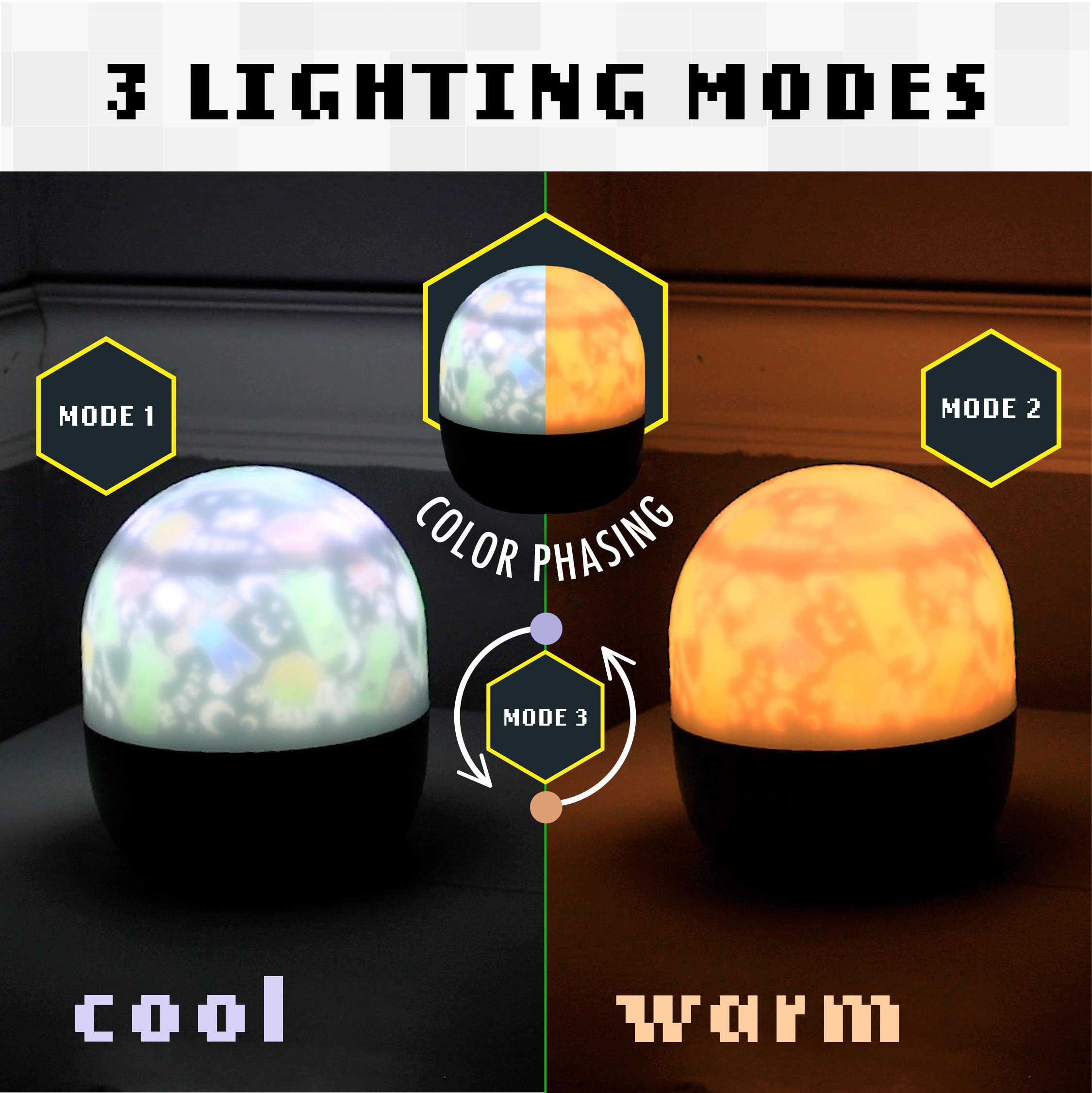 Paladone Minecraft Officially Licensed Creeper & Steve Projector Night Light, Gamer Projection Lamp Accessory, Minecraft Sounds,