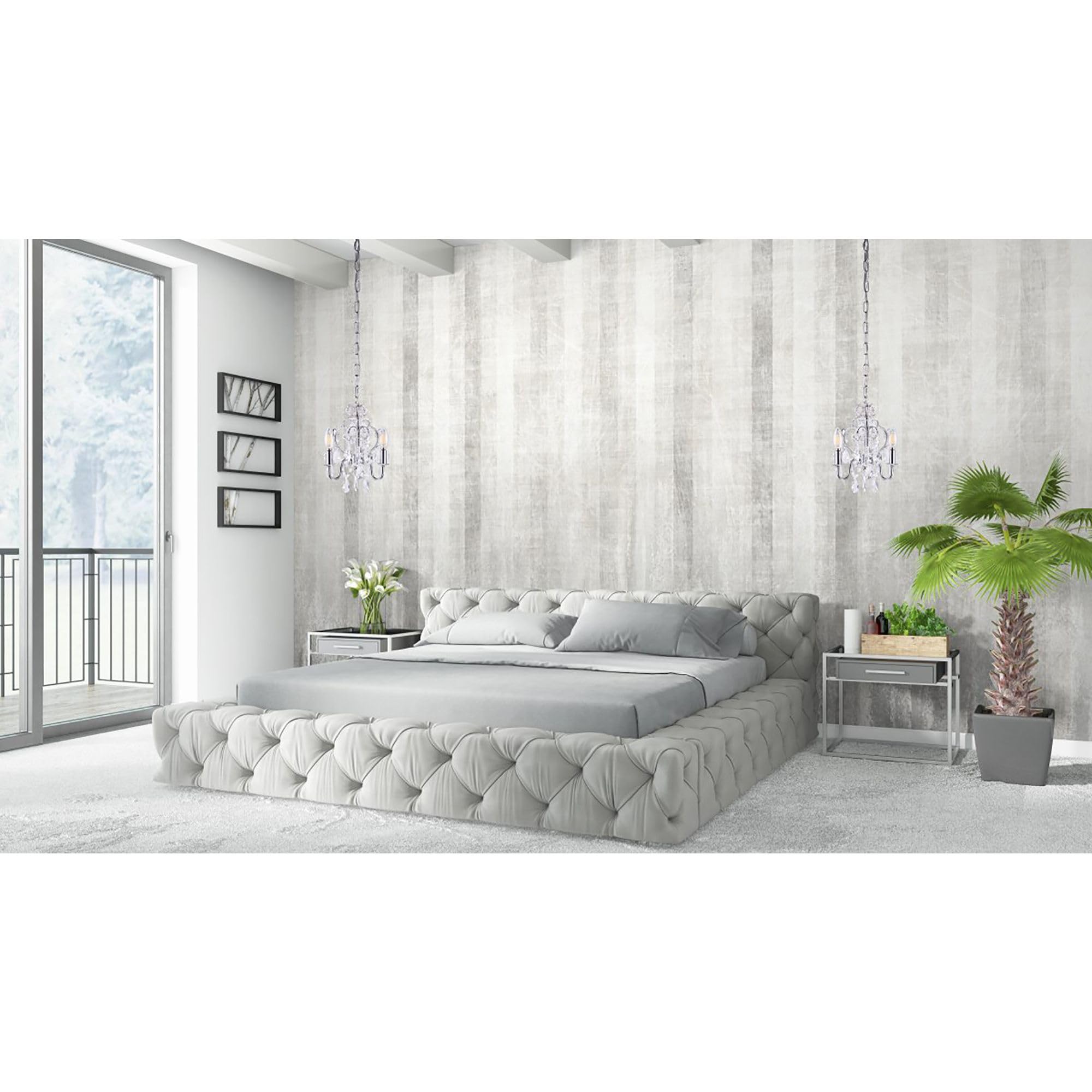 Elegant Lighting Chrome Pendant Light, Modern Ceiling Fixture, 3-Light, 9.5&quot; X 12.2&quot;