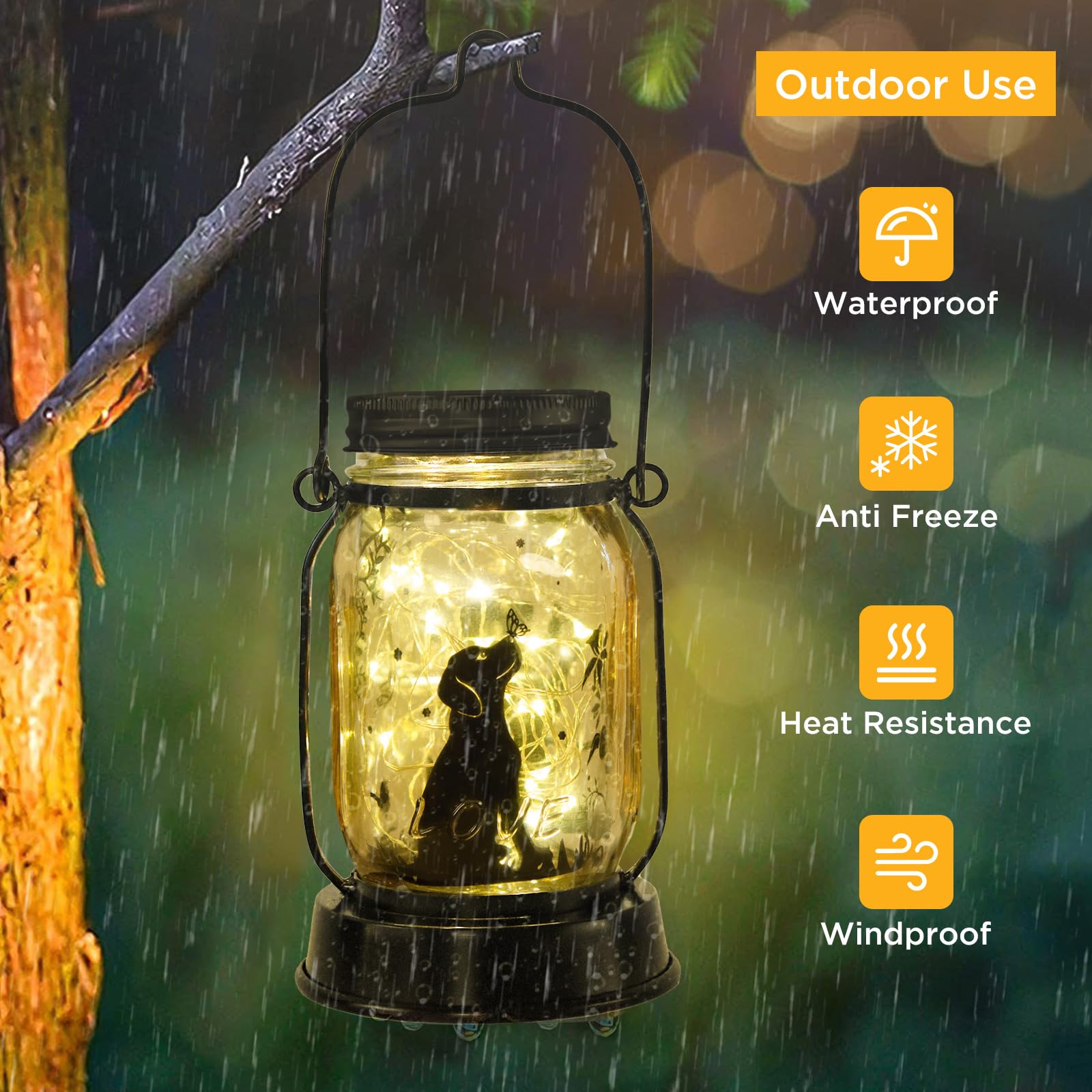 Kyoryuger Dog Solar Lanterns 3In1 Dog Solar Lights Outdoor Dog Gifts For Women Men Dog Lovers Gifts Hanging Dog Lanterns With St