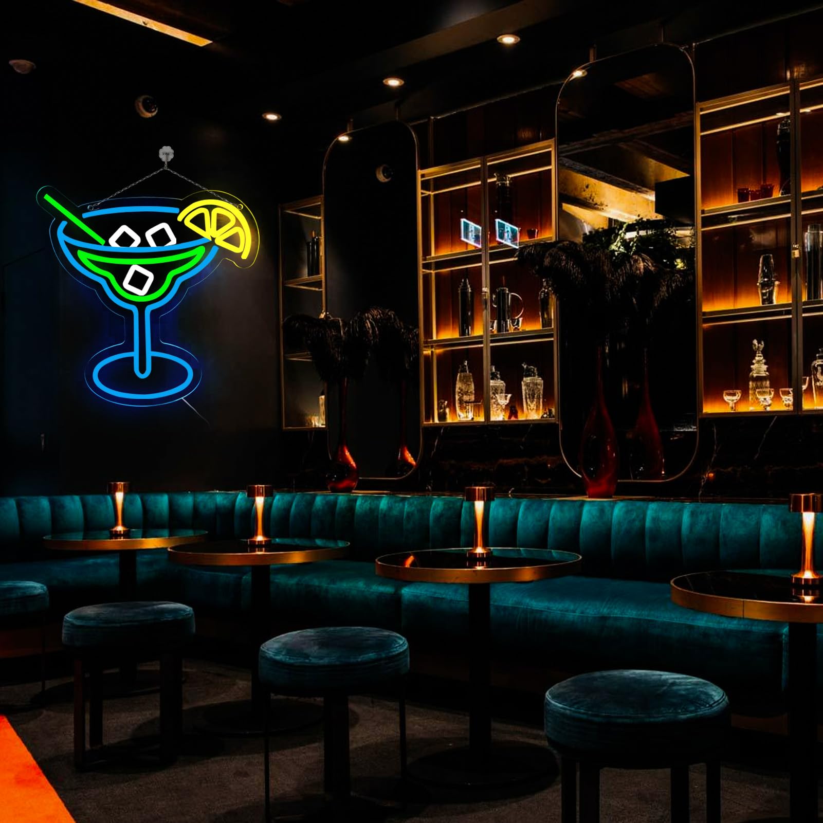 JFLLamp Neon Cocktail Sign - 8" Acrylic LED Wall Decor for Bedroom, Bar, Pub - Colorful Man Cave Art - Model NS-Cocktail 001