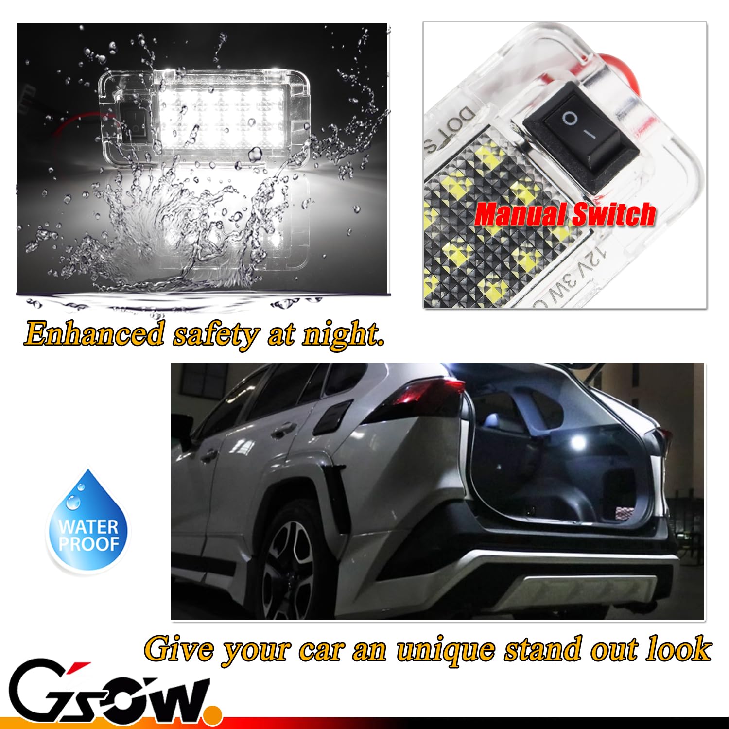 GSOWO Led Luggage Compartment Light for Toyota RAV4 2022-2025, White Cargo Lamp, Model GS-RAV4-22-24-W