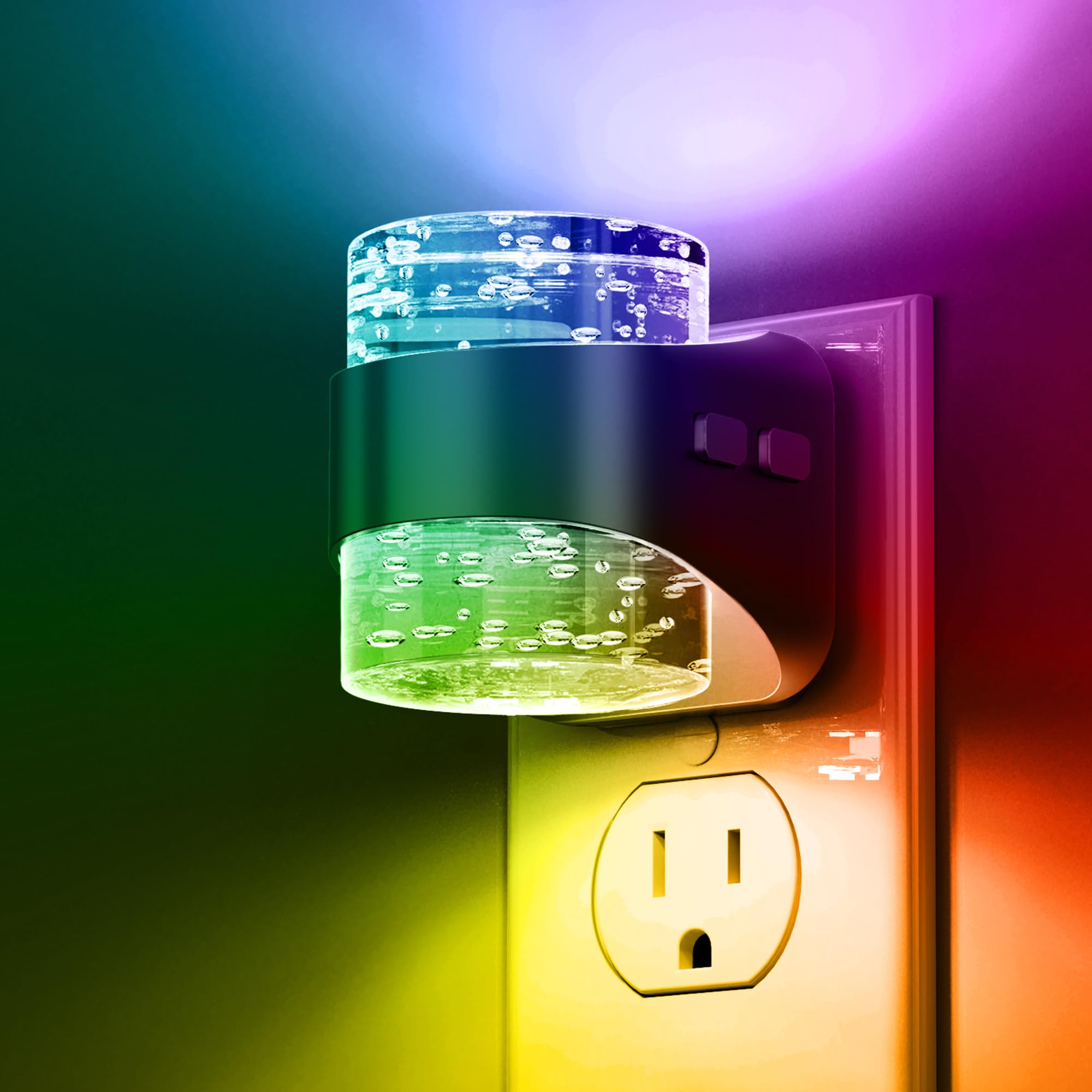 L LOHAS LED Night Light  RGB Bubble Night Lights Plug into Wall  10-Color Change Night Light Dimmable Nightlights with Dusk to Dawn Sensor for Rooms Bathroom Hallway