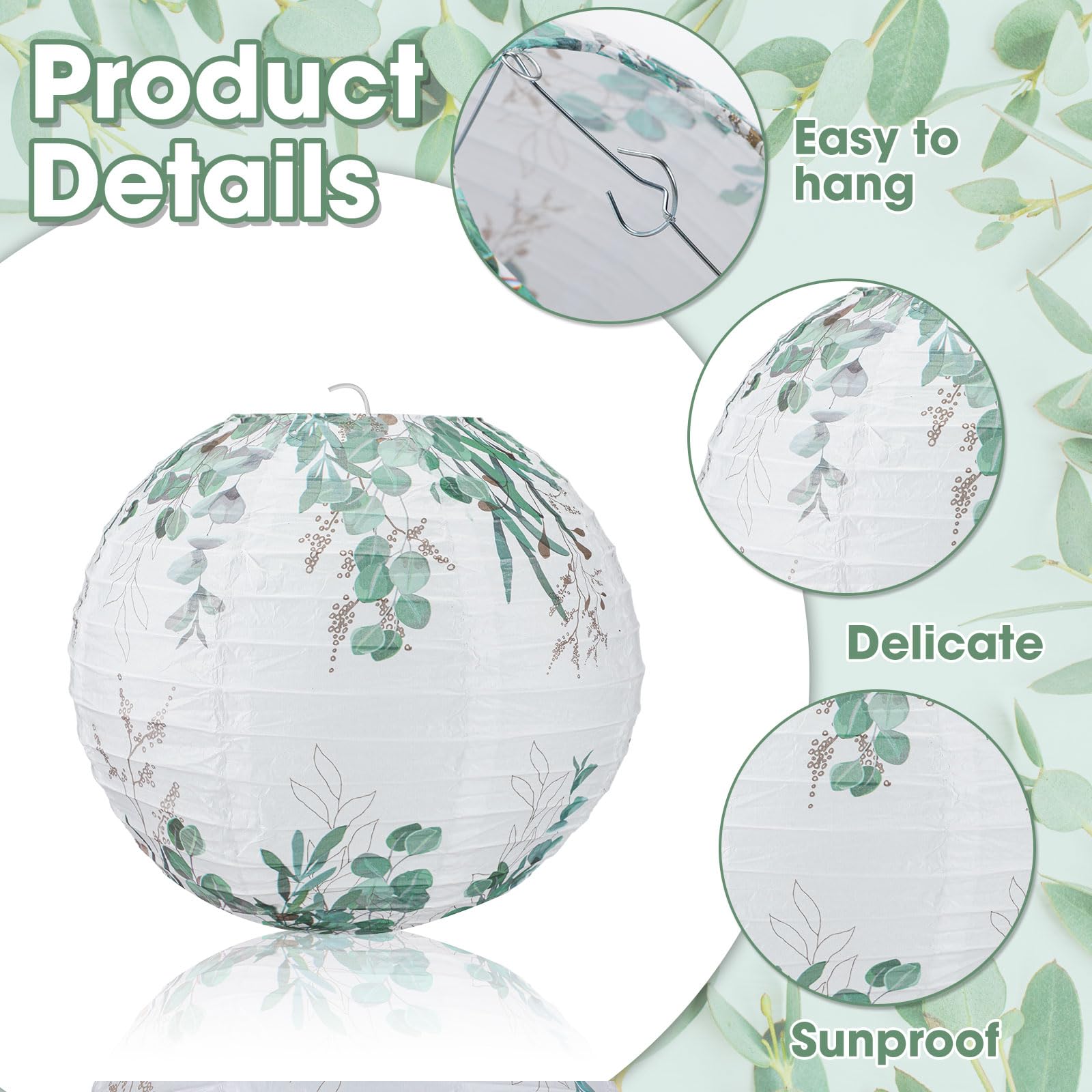 Retisee 12 Pcs Eucalyptus Classroom Decorations Green Paper Lanterns Plant Themed Classroom Decor Eucalyptus Leaf Hanging Paper