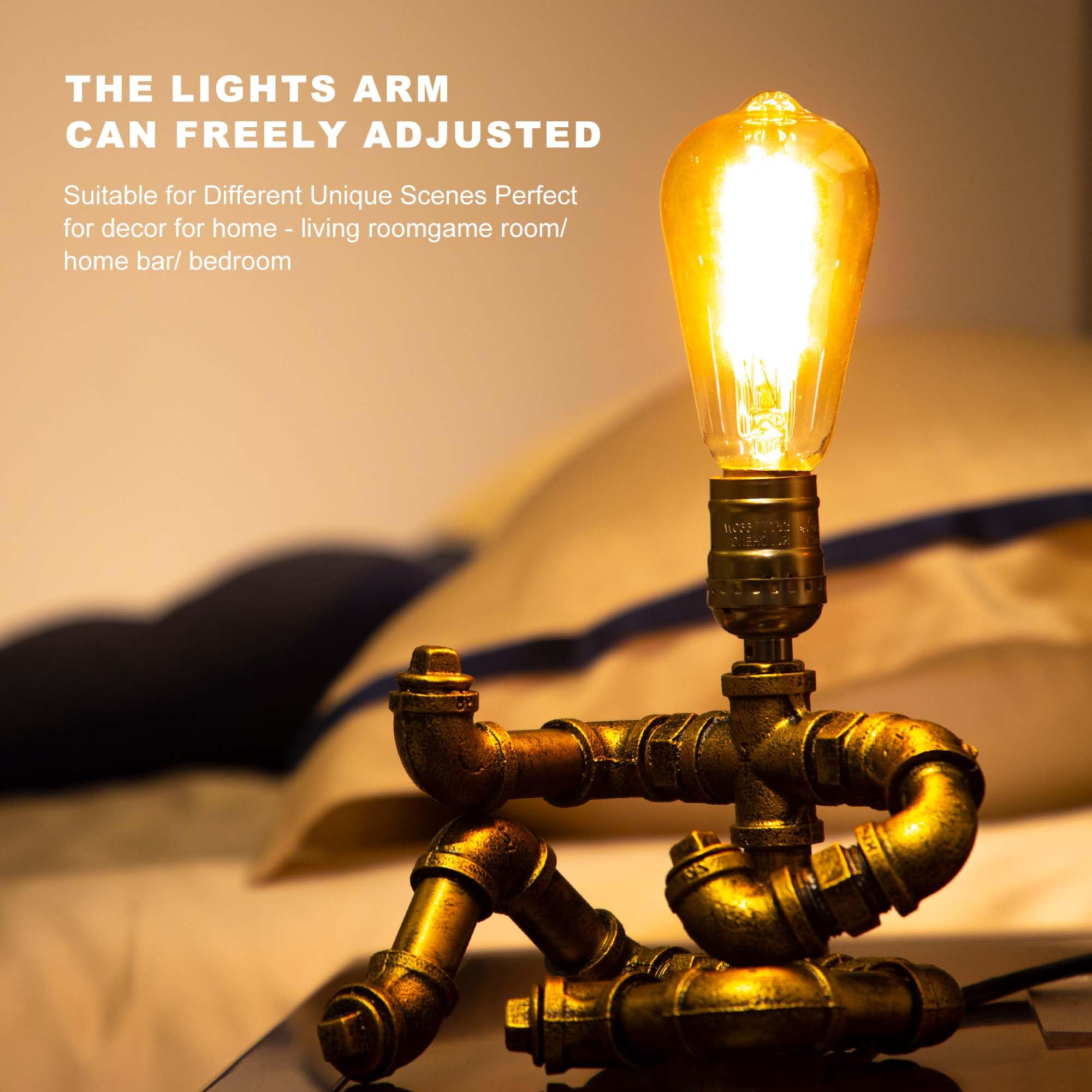 Lcyy.Tg Steampunk Guitar Table Lamp, Industrial Metal Design, Bronze Finish, Perfect Gift For Music Lovers