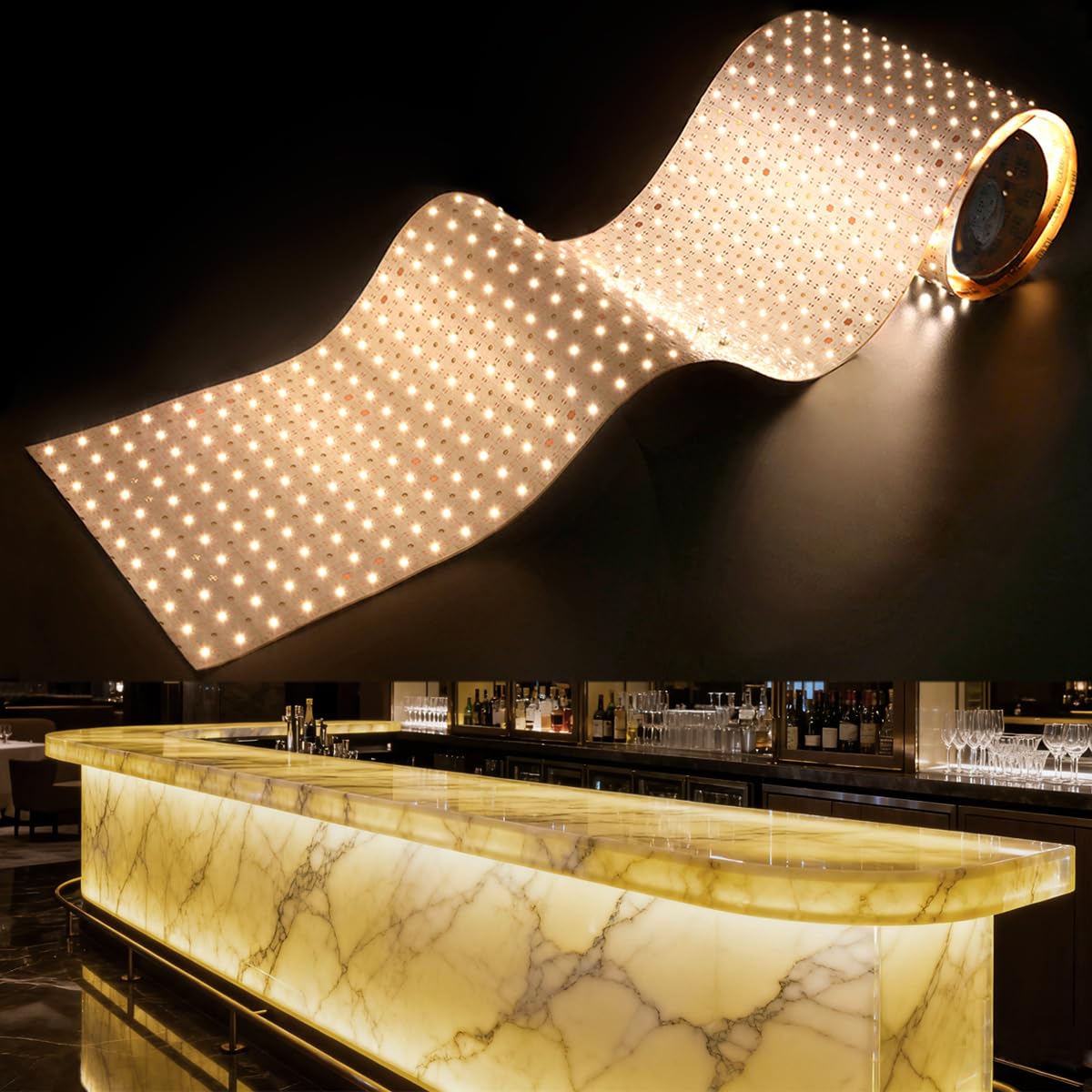 SuperLightingLED 3000K Large LED Sheets for Backlighting Countertop  78.7in x 9.45in Flexible 24V LED Light Sheet Cuttable Dimmable Warm White Paper-thin IP20 with Accessory Pack (3000K  6.56Ft IP20)