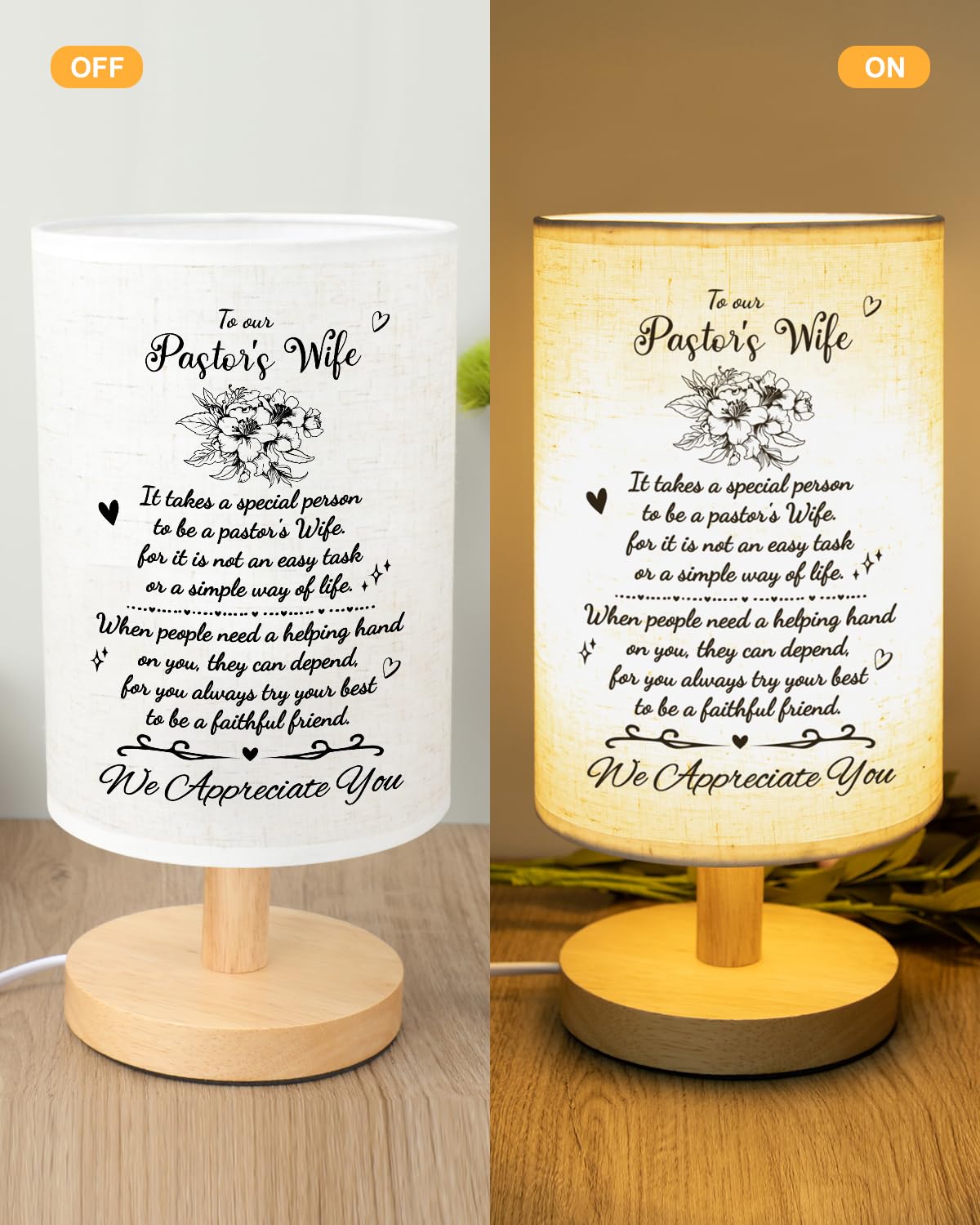 Souhoney Pastor S Wife Appreciation Gifts  Pastors Day Gifts For Pastor S Wife  Clergy Appreciation Gifts For Pastor Wife  Table Lamp With Appreciation Words