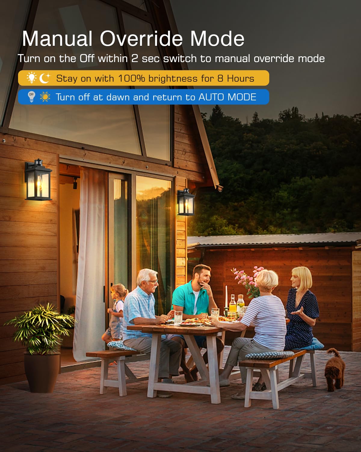 VIANIS Motion Sensor Outdoor Light, 2-Pack, Black, Waterproof, Adjustable Brightness, Model V81252BK