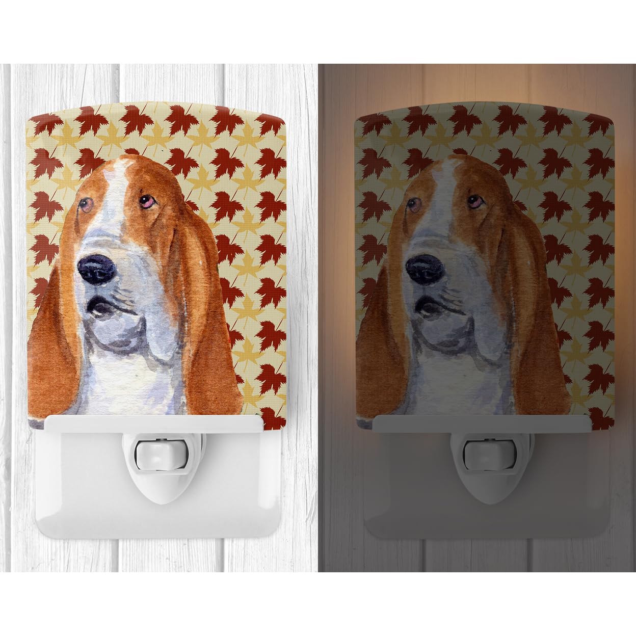 Carolines Treasures Ceramic Night Light Bulldog English Fall Leaves 6x4x3 Multicolor Model SS4328CNL
