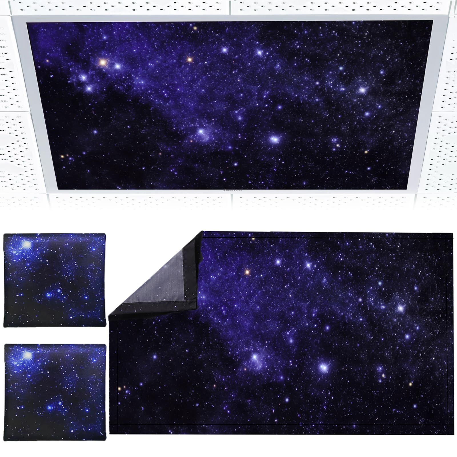 Torixqi Fluorescent Light Covers - Magnetic Filters for Ceiling Lights 4x2 Feet, Starry Sky