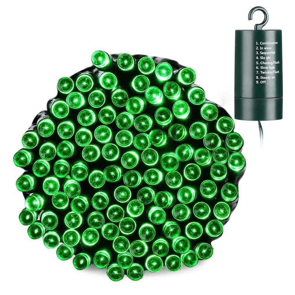 Joomer Green Battery Christmas Lights, 66ft 200LED Fairy Lights Battery Operated Timer 8 Modes Waterproof for Outdoor Home Garden Party Holiday Christmas Trees Decoration