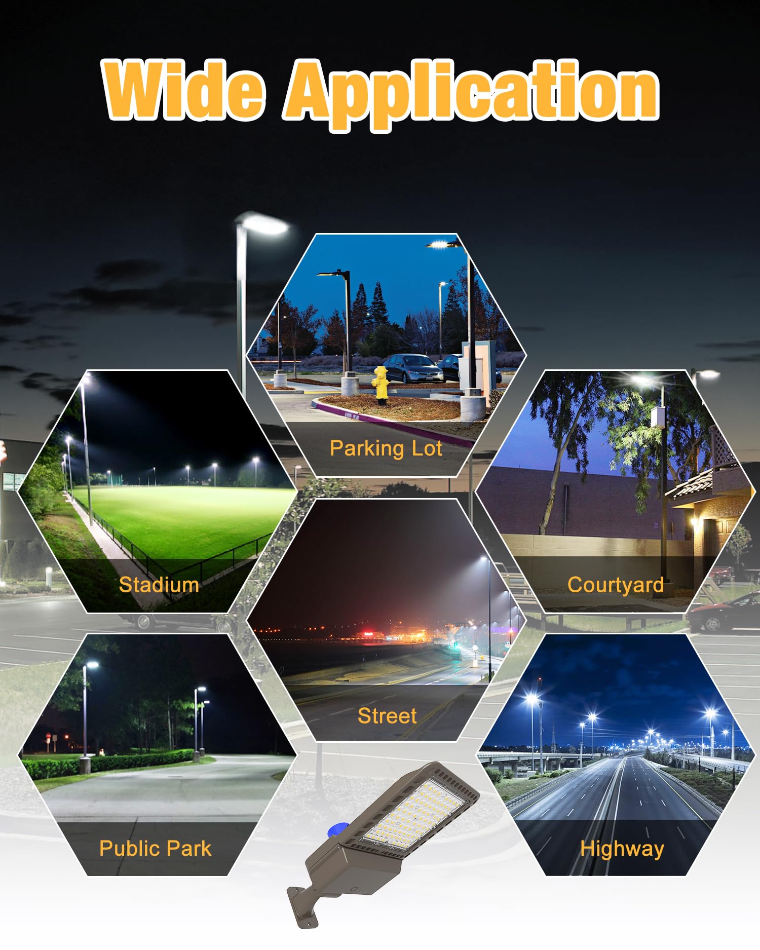 JC-LGL LED Parking Lot Light 300W, 42000LM, IP65 Waterproof, Dimmable, Bronze, Model L2115
