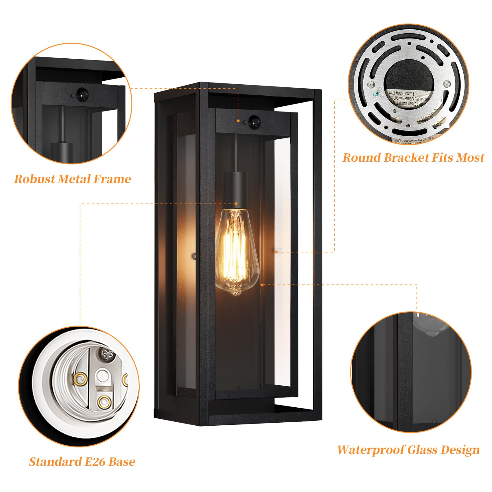 Slypadan 19 Motion Sensor Outdoor Wall Lights  2 Pack Large Dusk To Dawn Outdoor Lights  2 Lighting Modes Waterproof Anti-Rust Wall Sconces  Exterior Lighting Fixtures For Front Door  Porch  Garage
