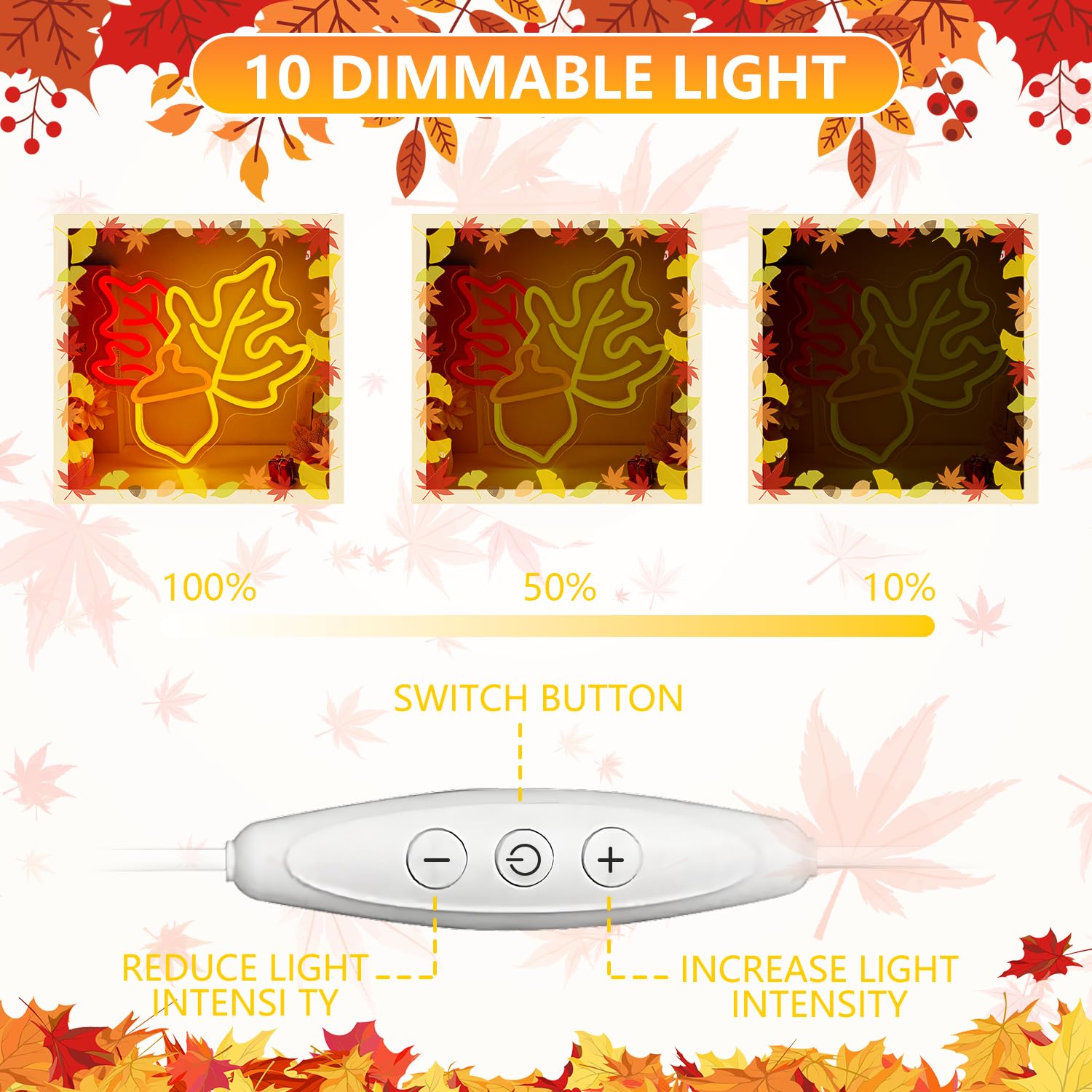 Maple Neon Sign Fall Window Lights For Wall Decor Dimmable Thanksgiving Neon Sign Led Fall Theme Decoration For Home  Maple Leaf Lamp For Gifts