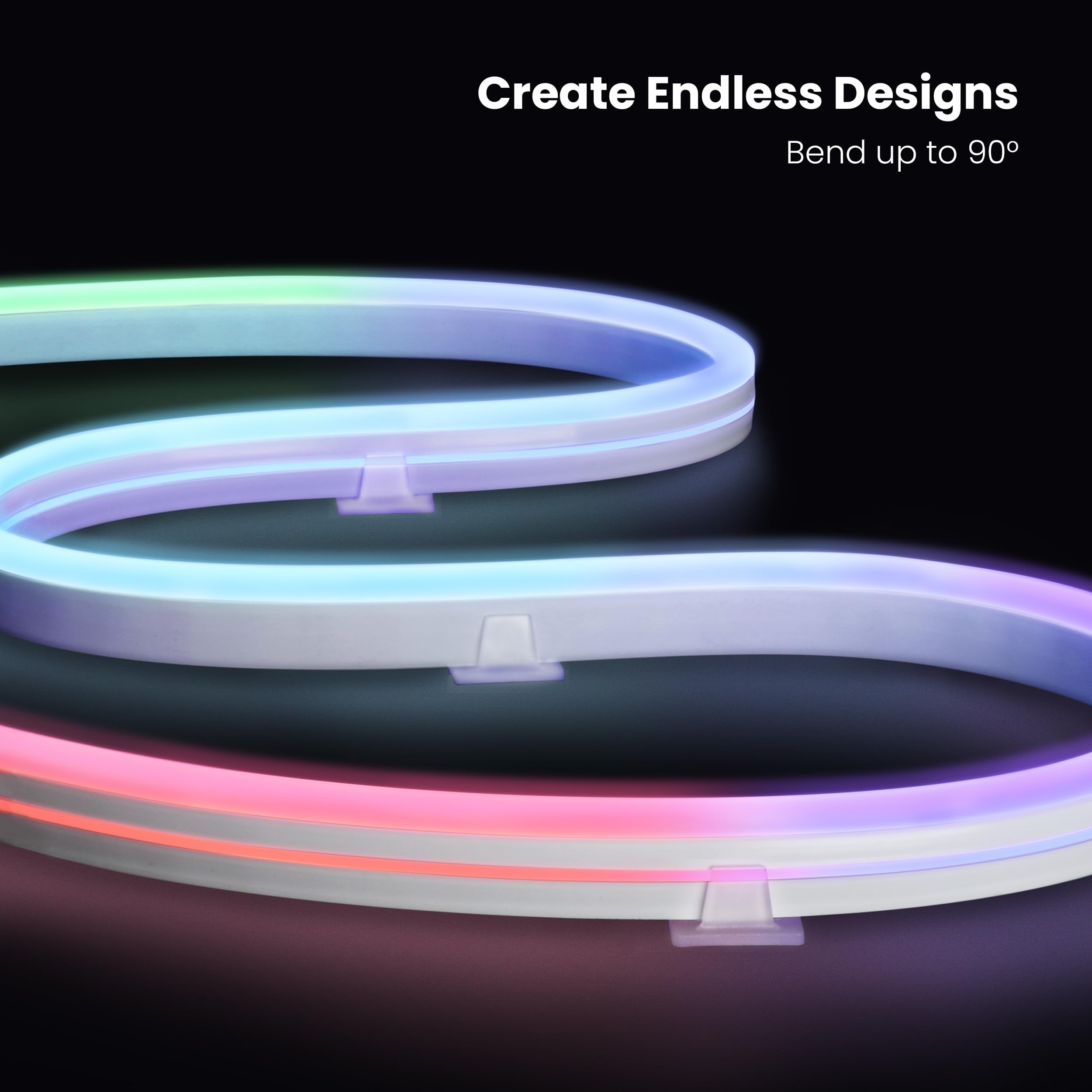 Feit Electric Smart Neon Strip Lights 10Ft, Flexible Rgbw Color Chasing Led Light Strip, 2.4Ghz Wifi Enabled, Works With Alexa A